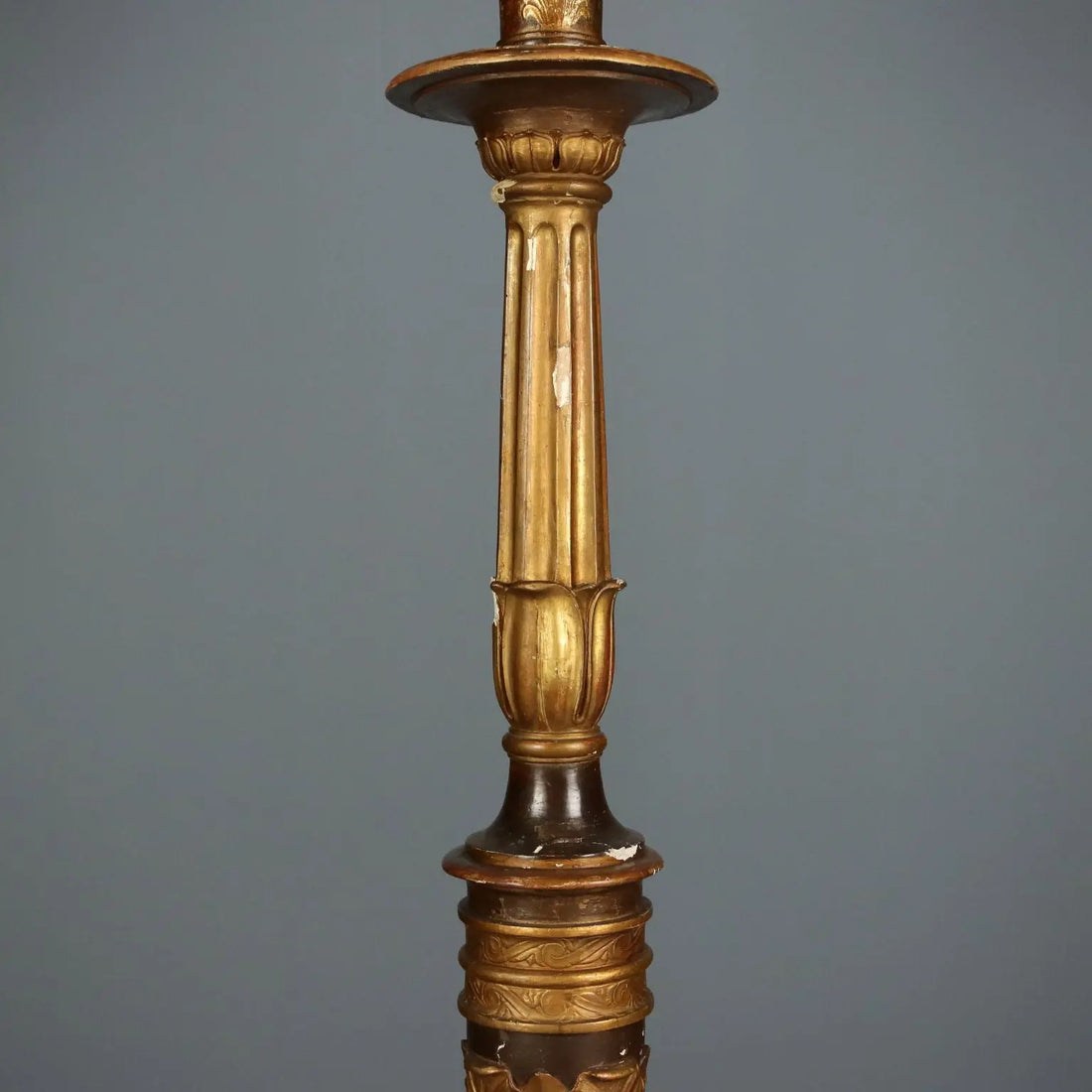 Antique Candlestick Gilded Wood Fabric Italy XIX Century - Italy, Late XIX Century | Antiques | Lighting