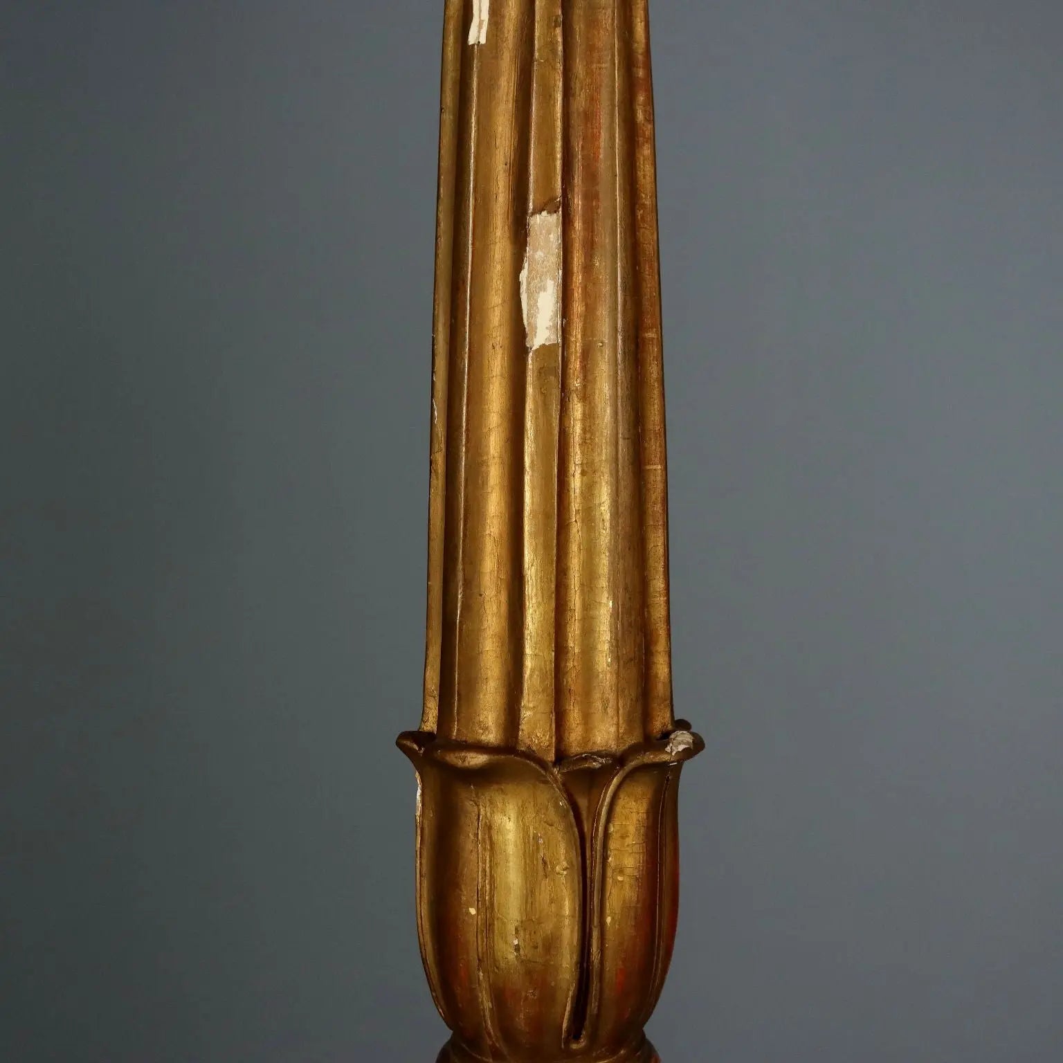 Antique Candlestick Gilded Wood Fabric Italy XIX Century - Italy, Late XIX Century | Antiques | Lighting