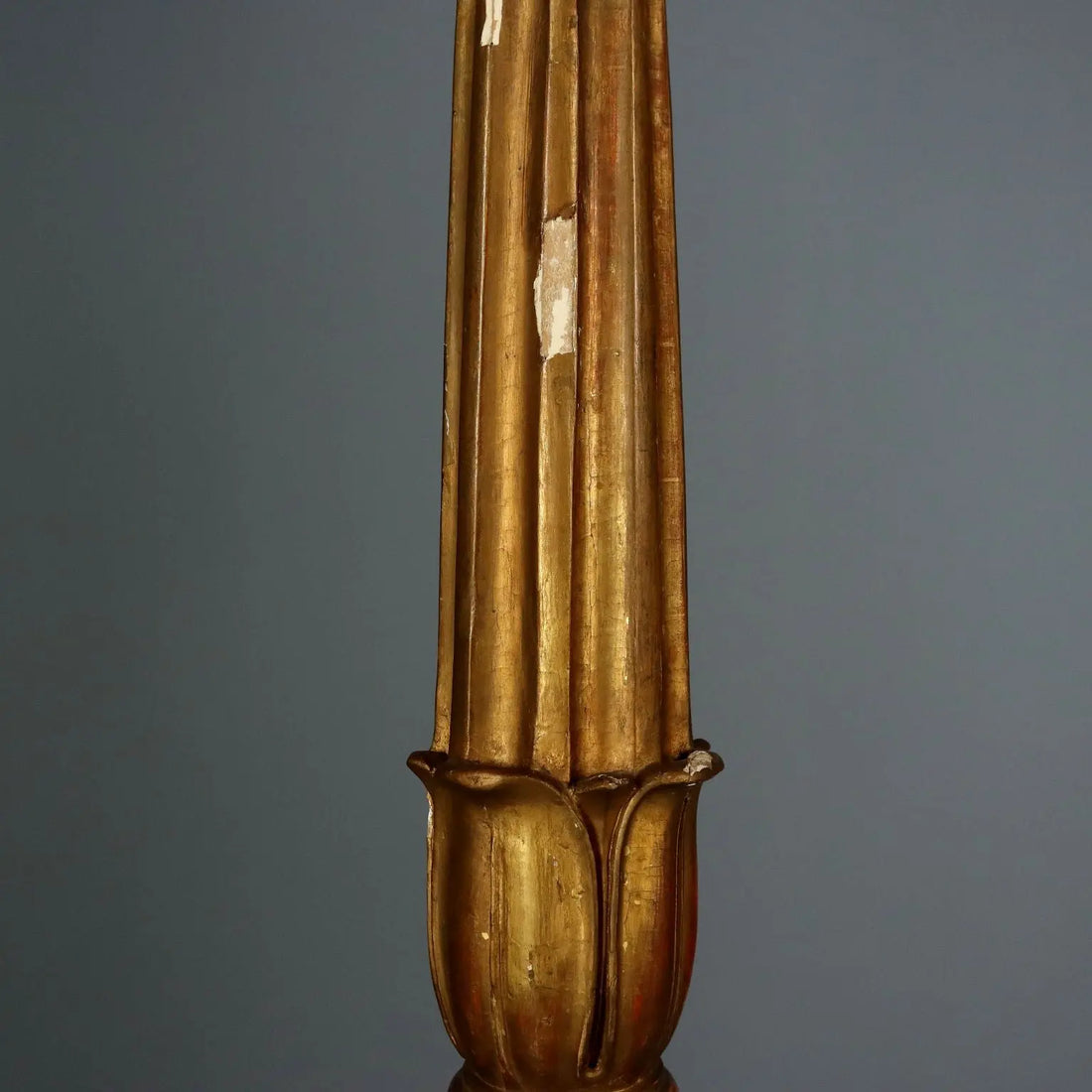 Antique Candlestick Gilded Wood Fabric Italy XIX Century - Italy, Late XIX Century | Antiques | Lighting