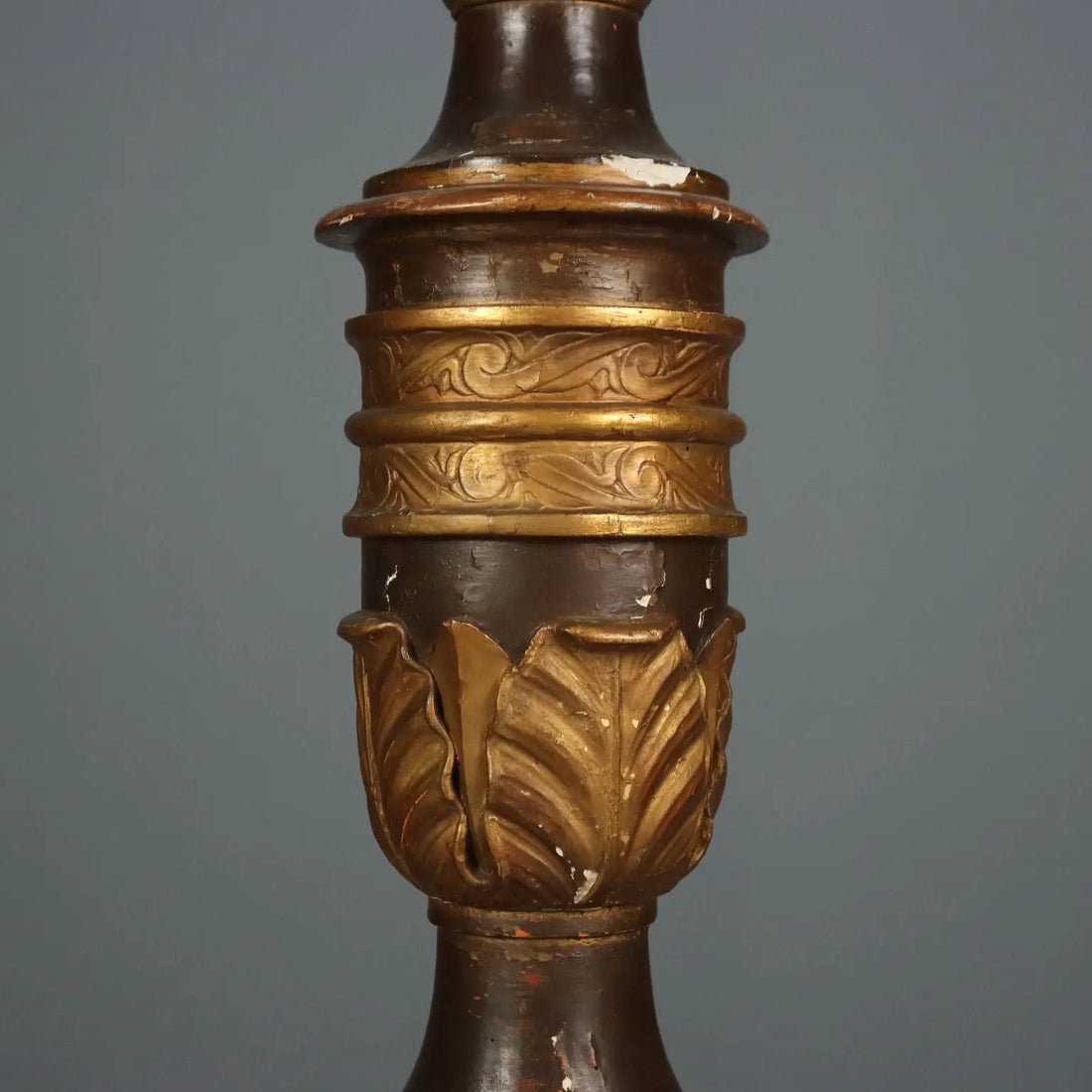 Antique Candlestick Gilded Wood Fabric Italy XIX Century - Italy, Late XIX Century | Antiques | Lighting