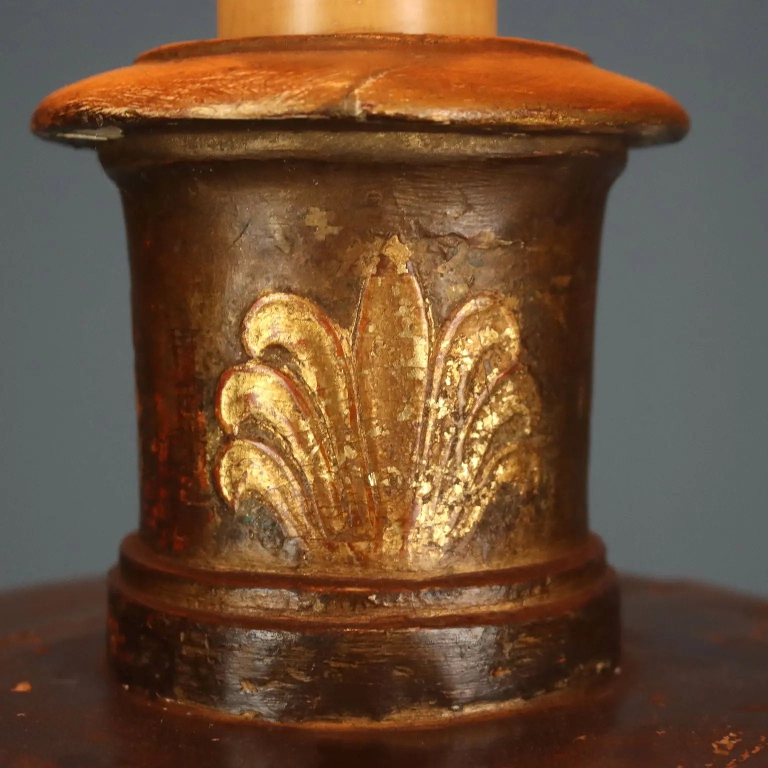 Antique Candlestick Gilded Wood Fabric Italy XIX Century - Italy, Late XIX Century | Antiques | Lighting
