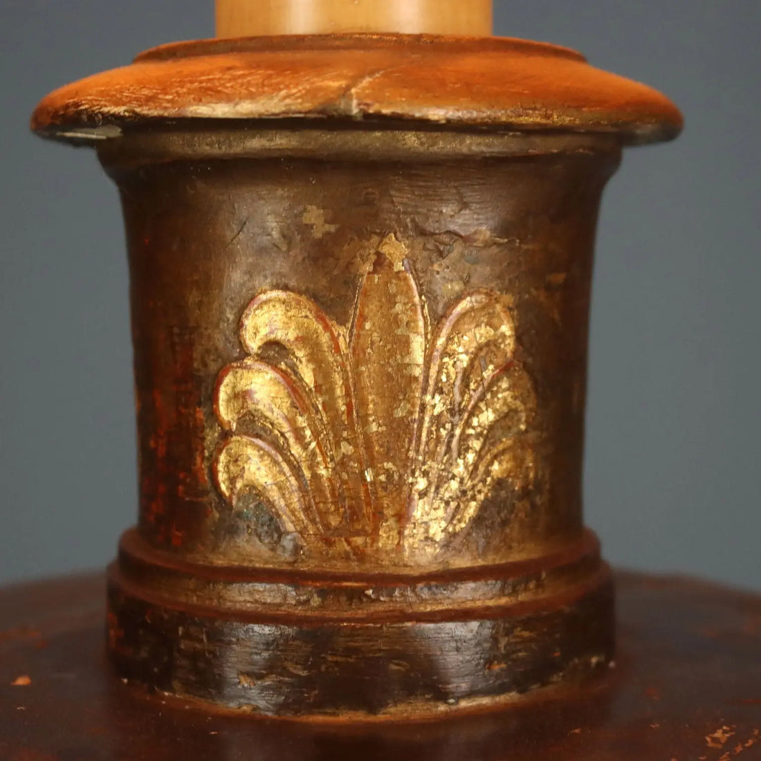 Antique Candlestick Gilded Wood Fabric Italy XIX Century - Italy, Late XIX Century | Antiques | Lighting