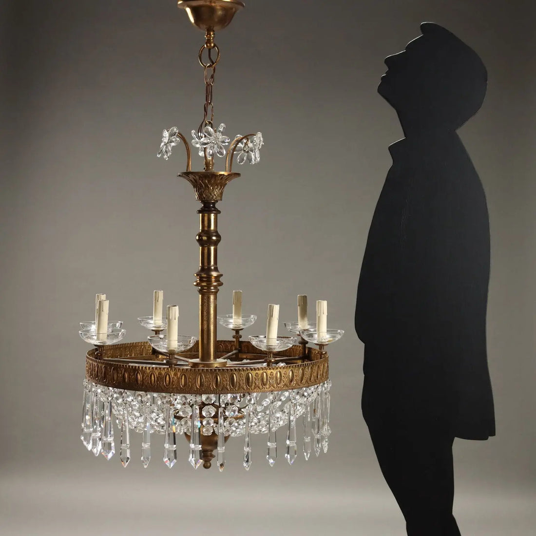 Antique Chandelier Empire Style Glass Gilded Metal Italy XX Century - Italy, XX Century | Antiques | Lighting