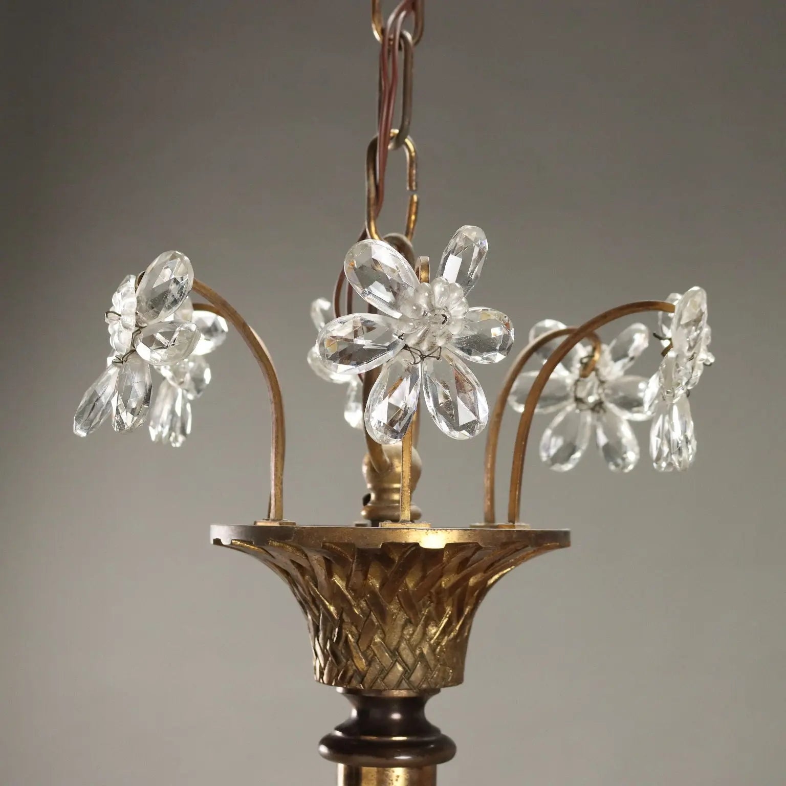 Antique Chandelier Empire Style Glass Gilded Metal Italy XX Century - Italy, XX Century | Antiques | Lighting