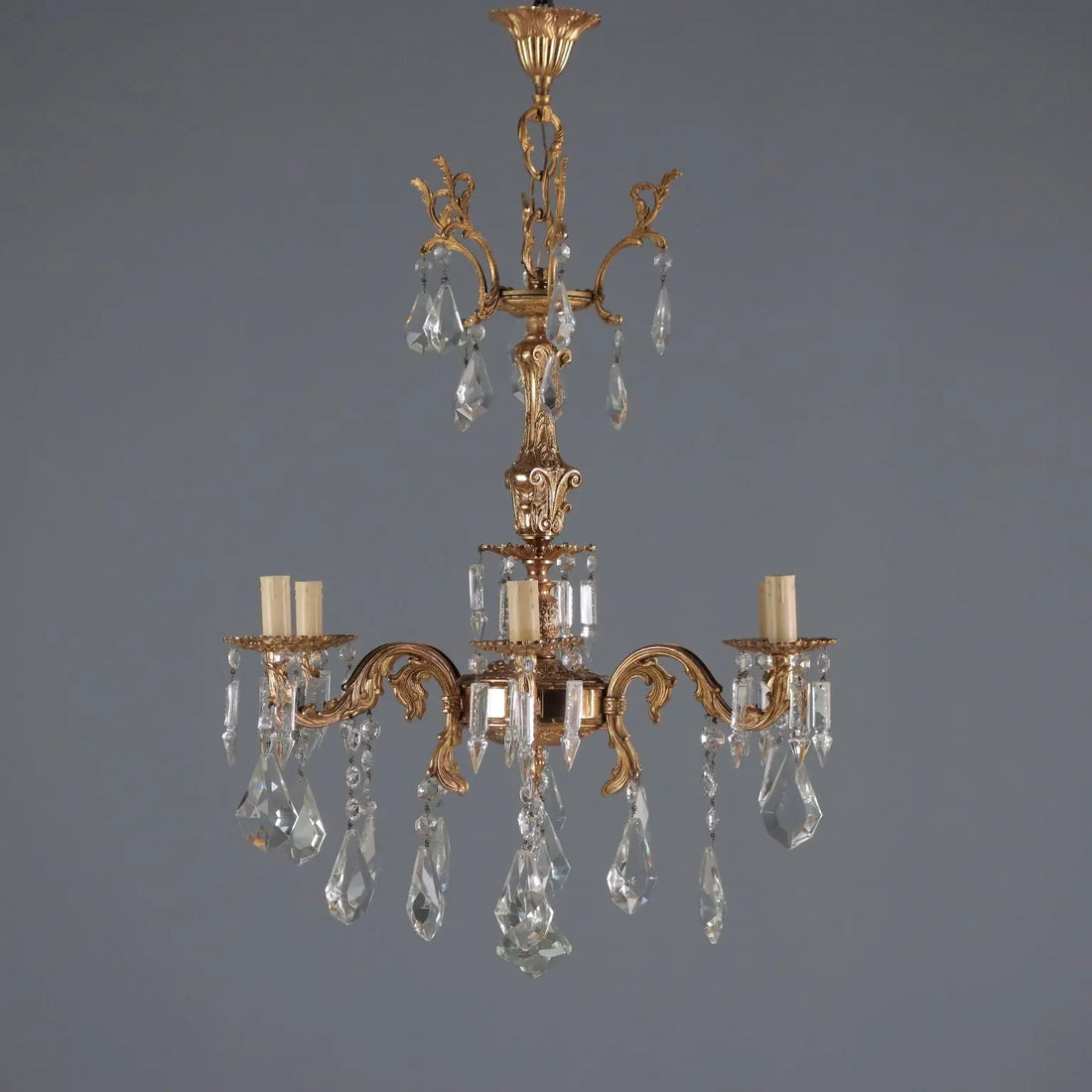 Antique Lamp Rococo Style Bronze Crystal Italy XX Century - Rococo Style Lamp | Antiques | Lighting