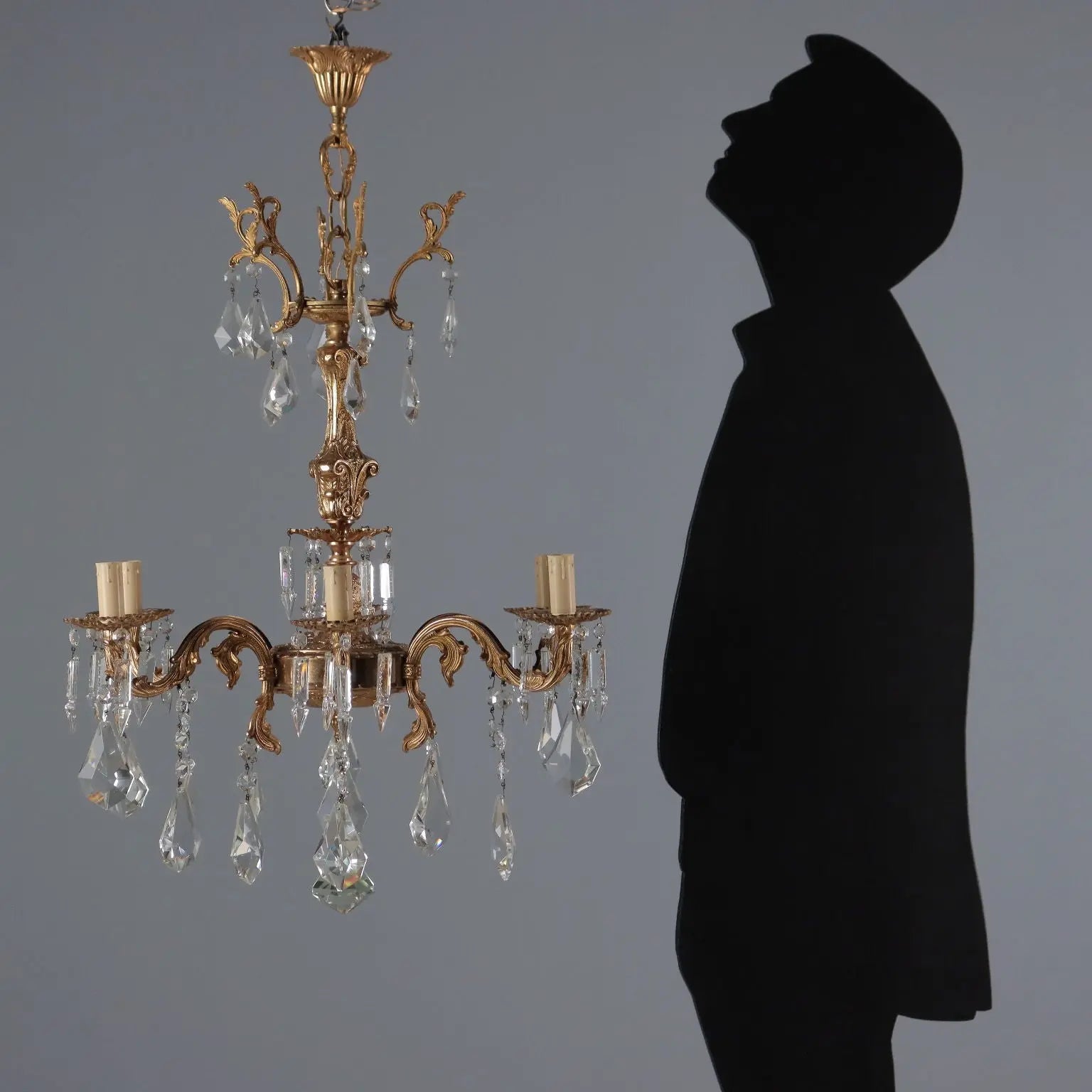 Antique Lamp Rococo Style Bronze Crystal Italy XX Century - Rococo Style Lamp | Antiques | Lighting