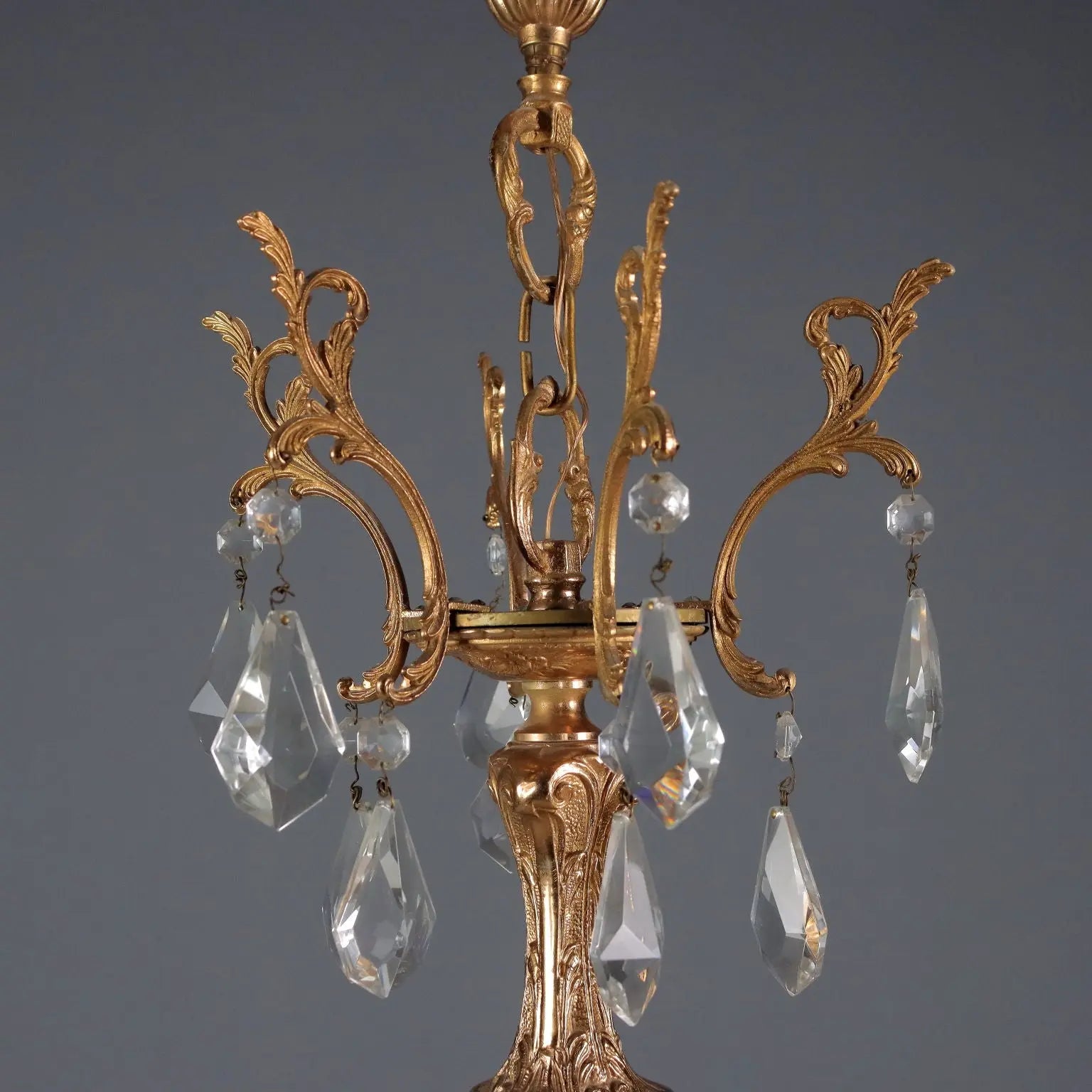 Antique Lamp Rococo Style Bronze Crystal Italy XX Century - Rococo Style Lamp | Antiques | Lighting