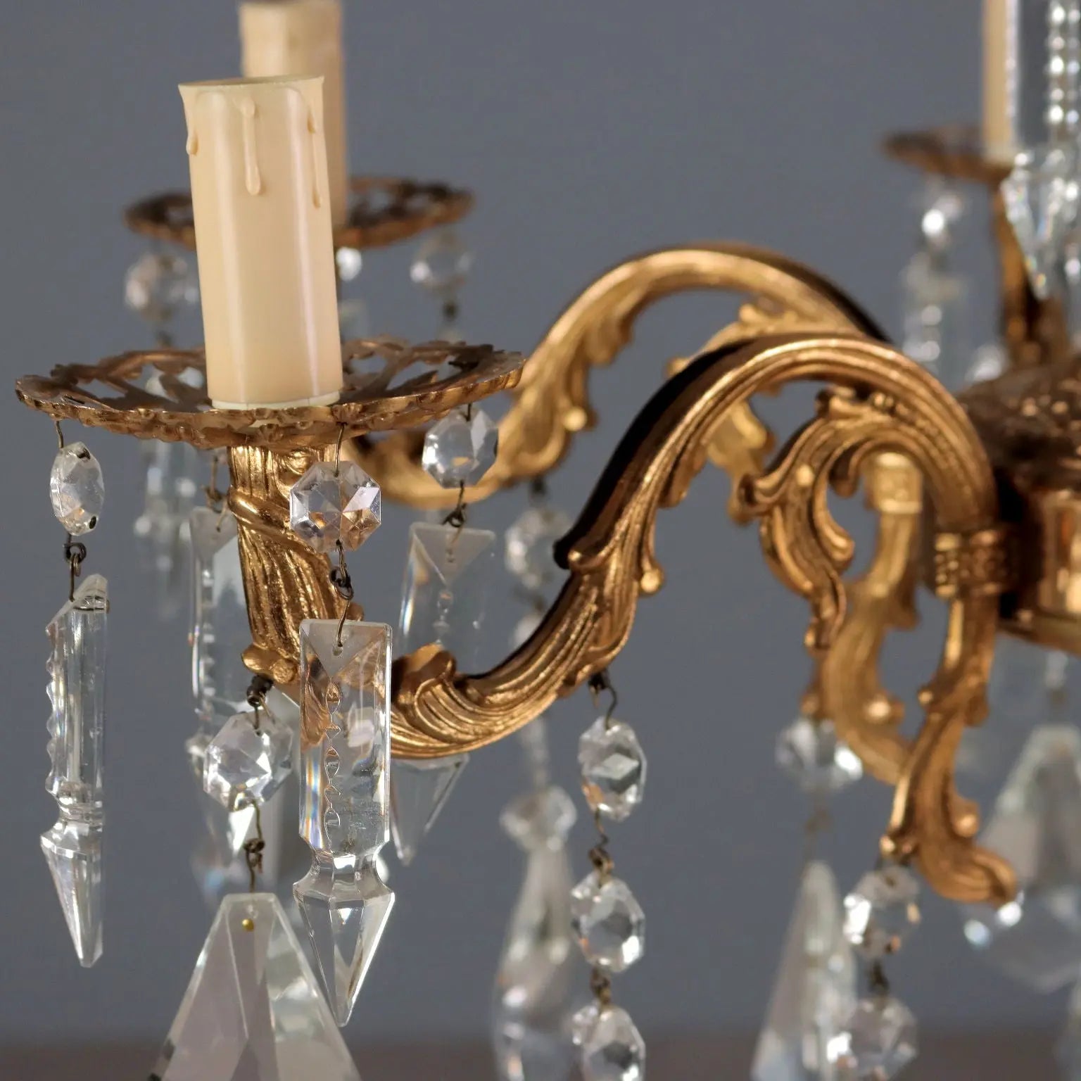 Antique Lamp Rococo Style Bronze Crystal Italy XX Century - Rococo Style Lamp | Antiques | Lighting