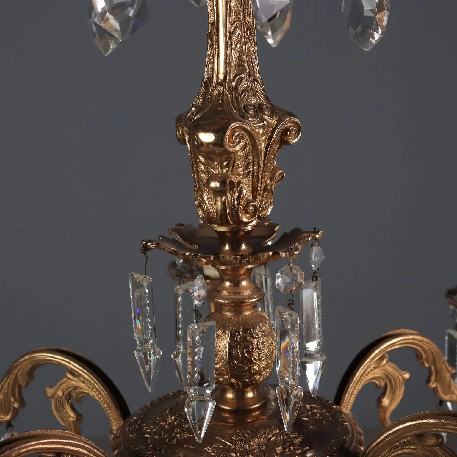 Antique Lamp Rococo Style Bronze Crystal Italy XX Century - Rococo Style Lamp | Antiques | Lighting