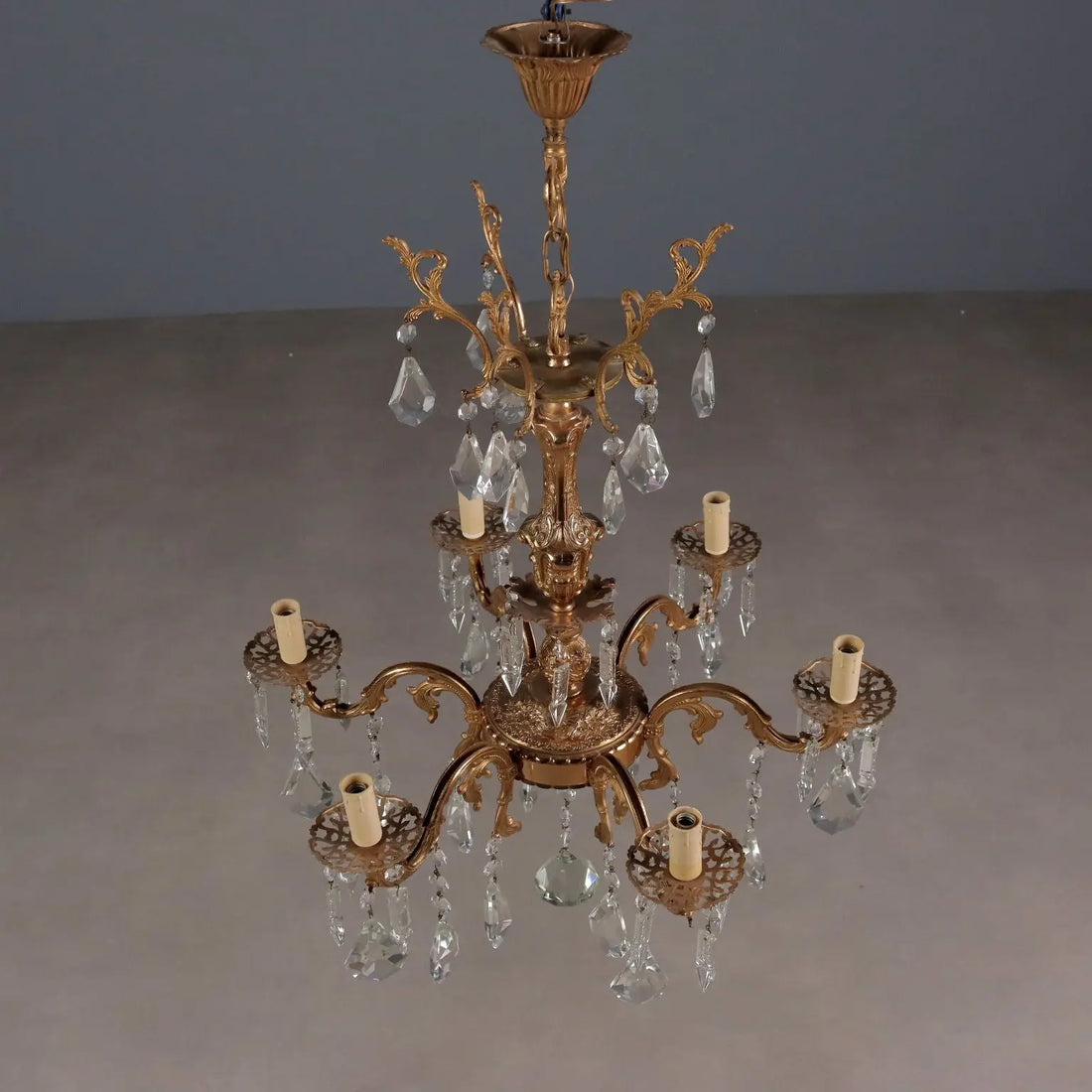 Antique Lamp Rococo Style Bronze Crystal Italy XX Century - Rococo Style Lamp | Antiques | Lighting