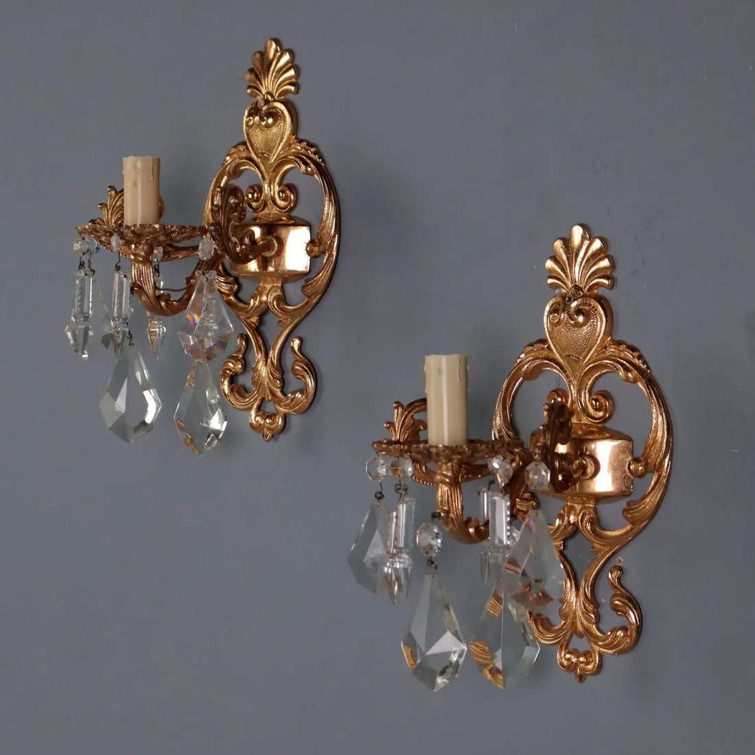 Antique Wall Lamps Rococo Style Bronze Crystal XX Century - Italy, Late XX Century | Antiques | Lighting