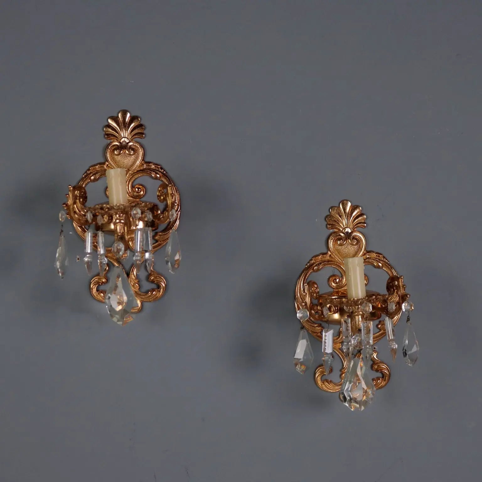 Antique Wall Lamps Rococo Style Bronze Crystal XX Century - Italy, Late XX Century | Antiques | Lighting