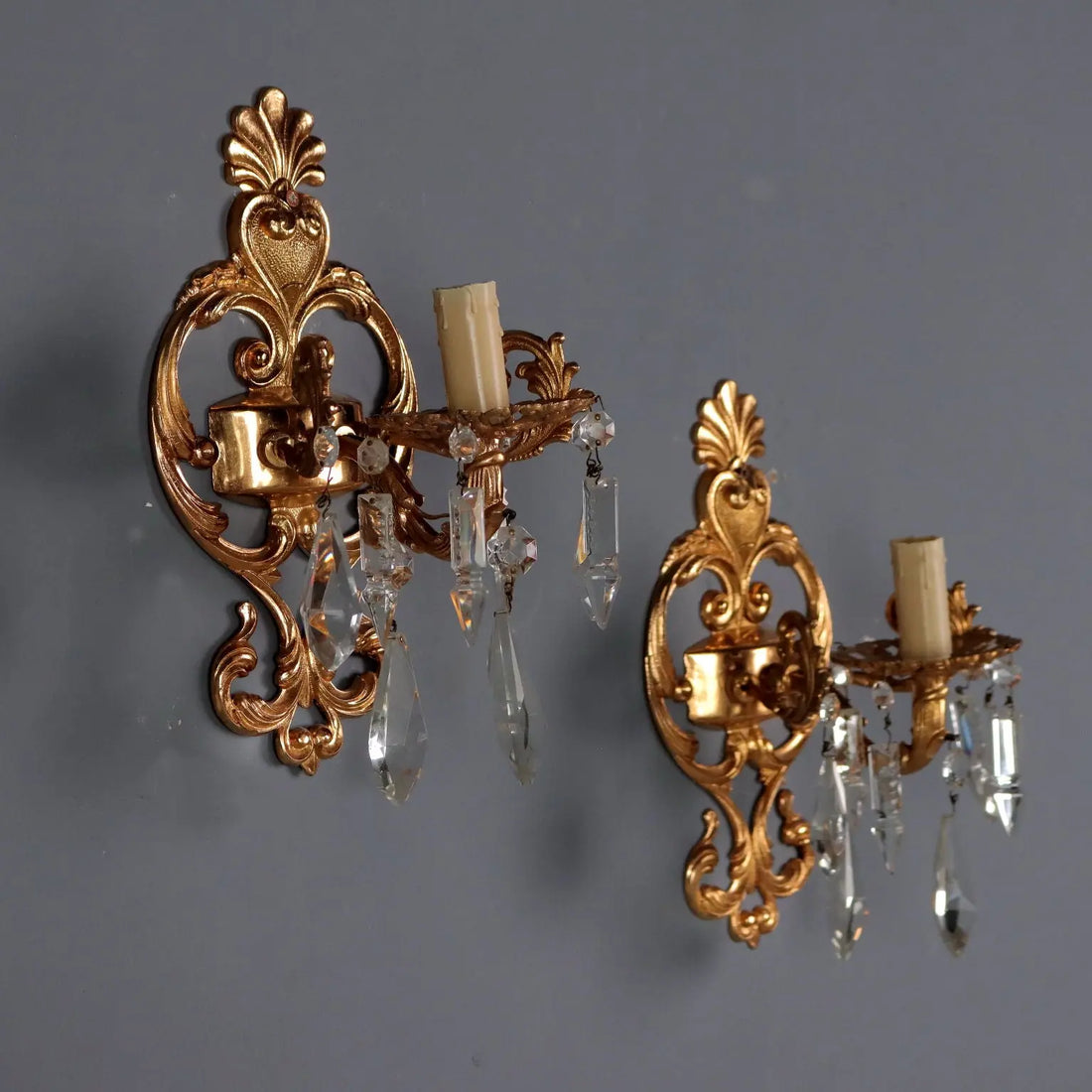 Antique Wall Lamps Rococo Style Bronze Crystal XX Century - Italy, Late XX Century | Antiques | Lighting