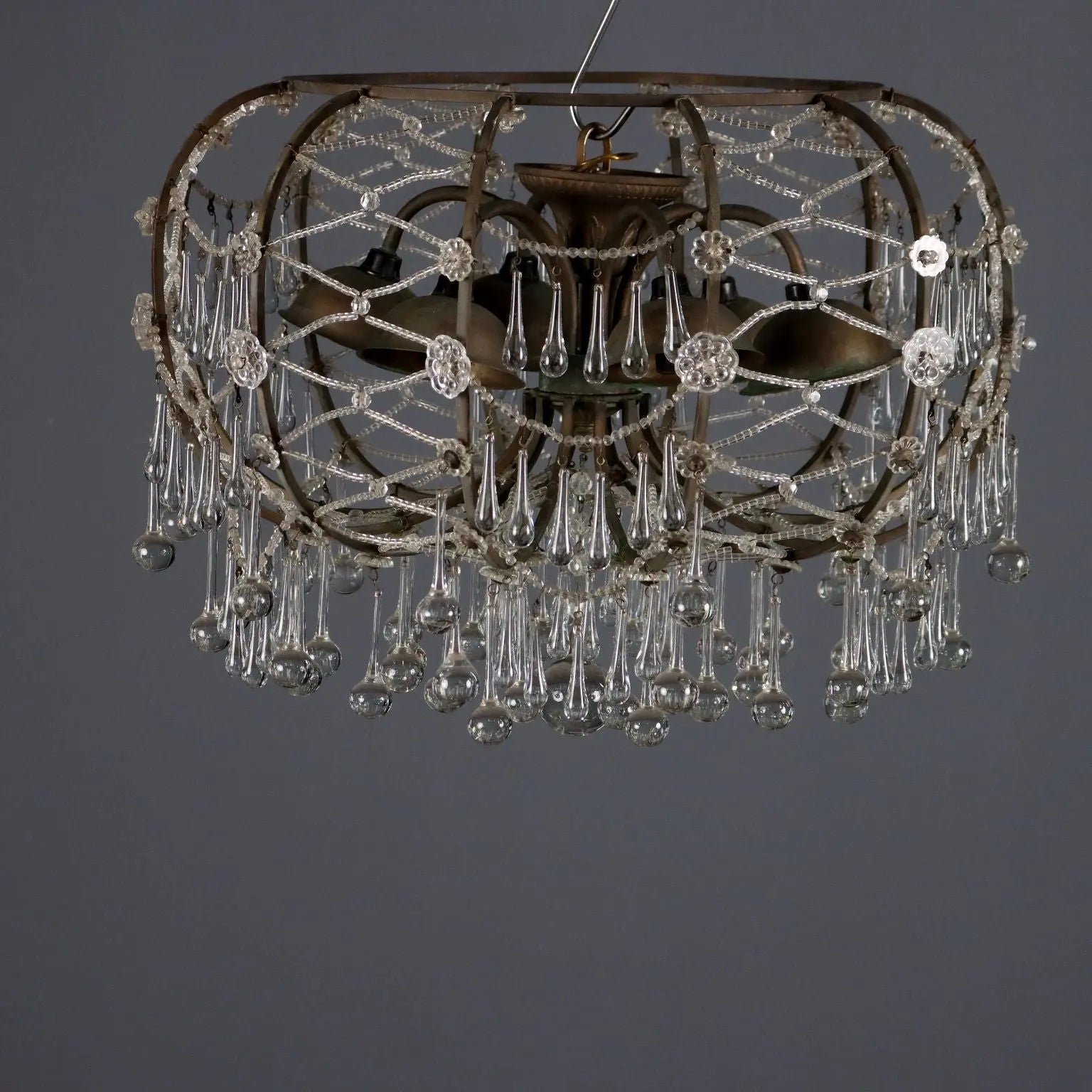 Antique Chandelier Glass Metal 6 Lights Italy XIX Century - Italy, XIX Century | Antiques | Lighting