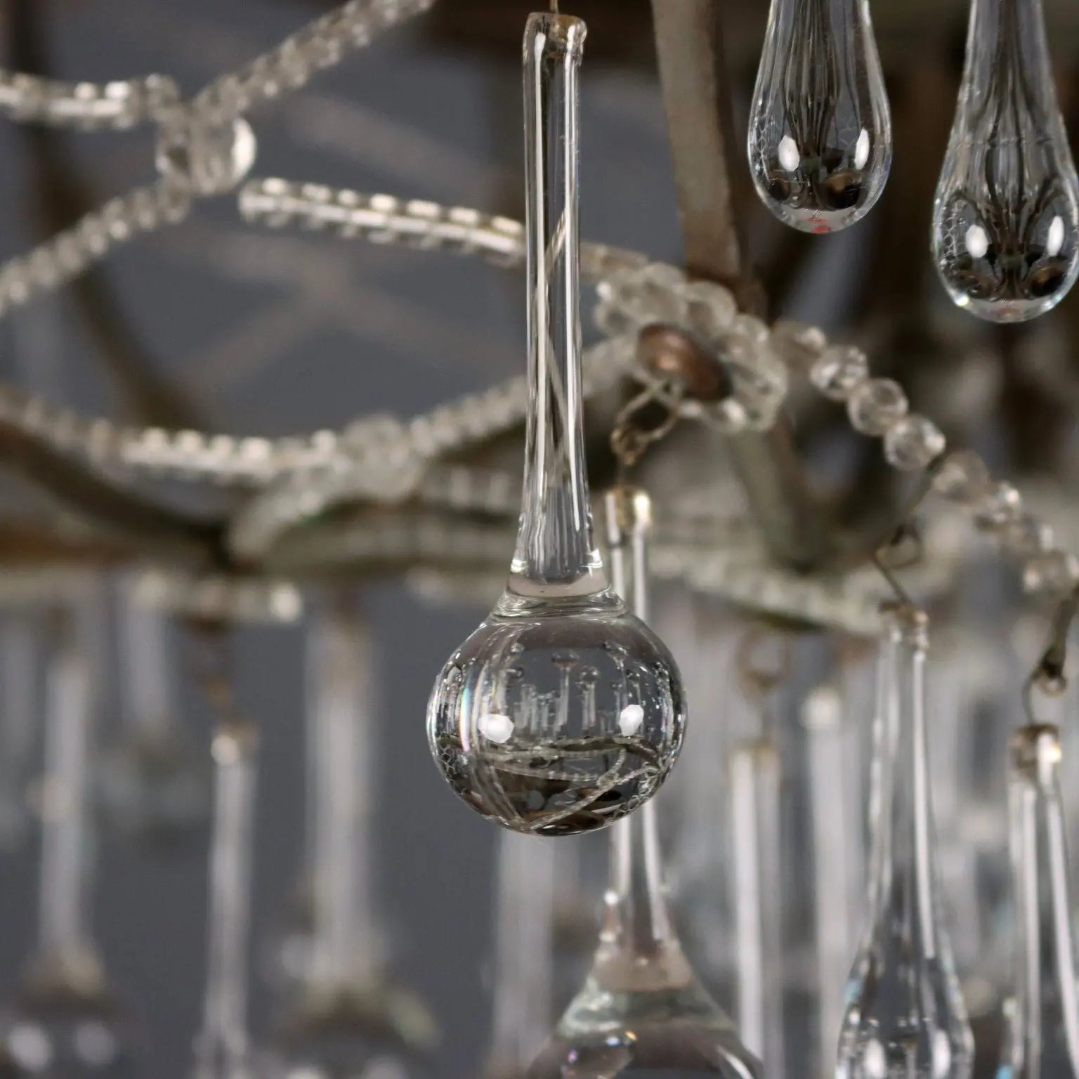 Antique Chandelier Glass Metal 6 Lights Italy XIX Century - Italy, XIX Century | Antiques | Lighting