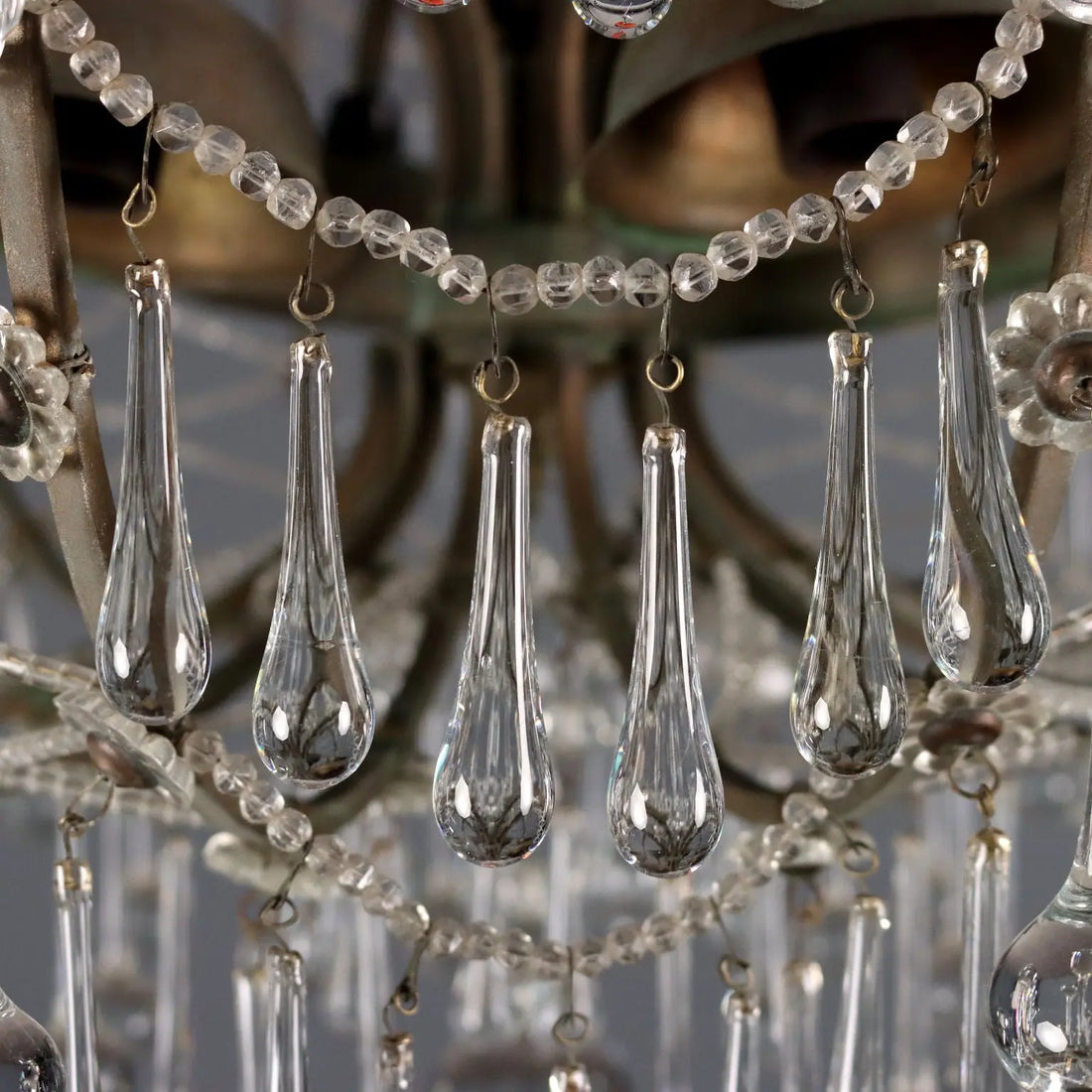 Antique Chandelier Glass Metal 6 Lights Italy XIX Century - Italy, XIX Century | Antiques | Lighting