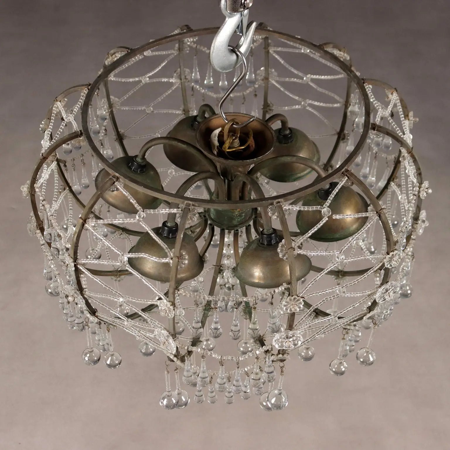 Antique Chandelier Glass Metal 6 Lights Italy XIX Century - Italy, XIX Century | Antiques | Lighting