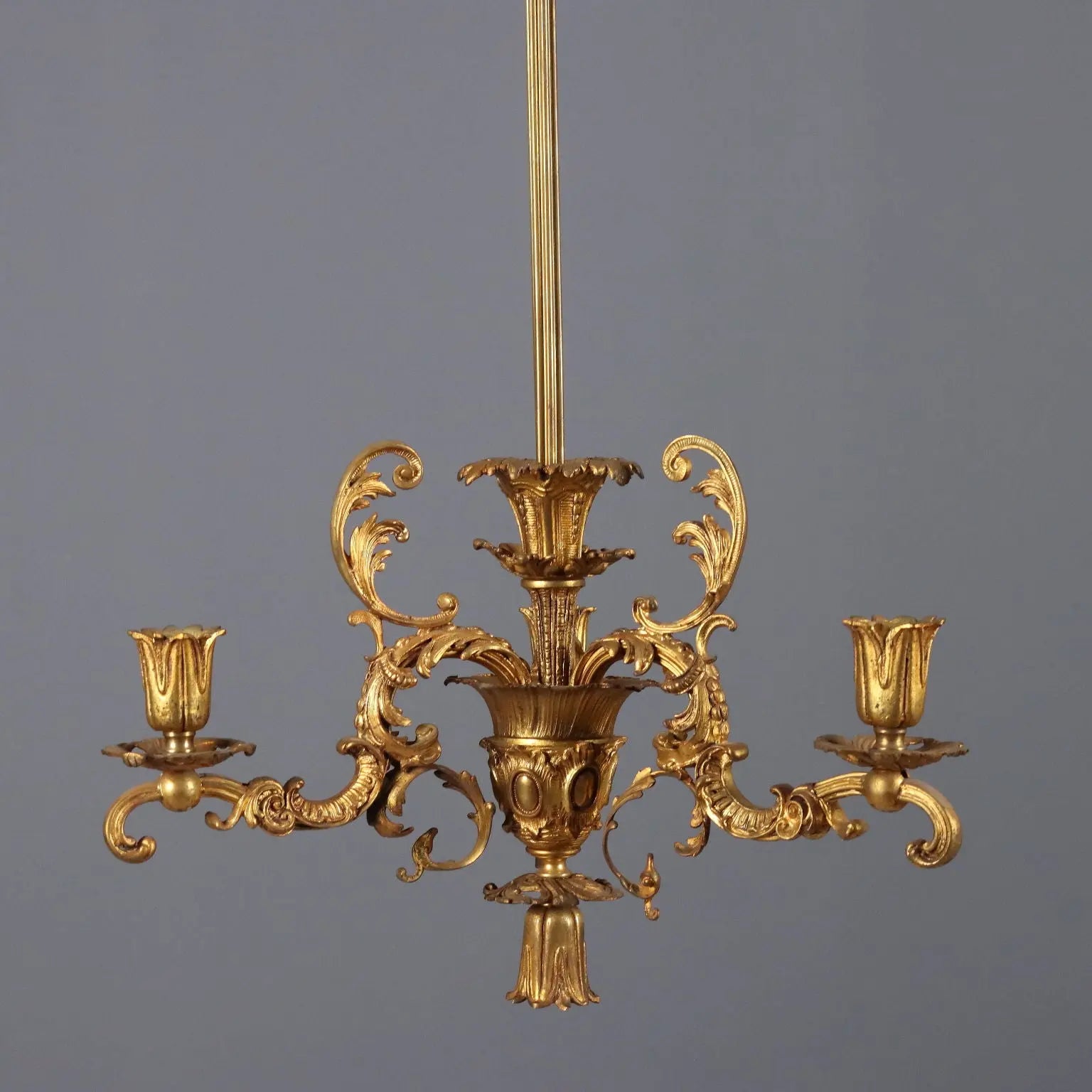 Antique Chandelier Gilded Bronze 3 Lights Italy XX Century - Italy, XX Century | Antiques | Lighting