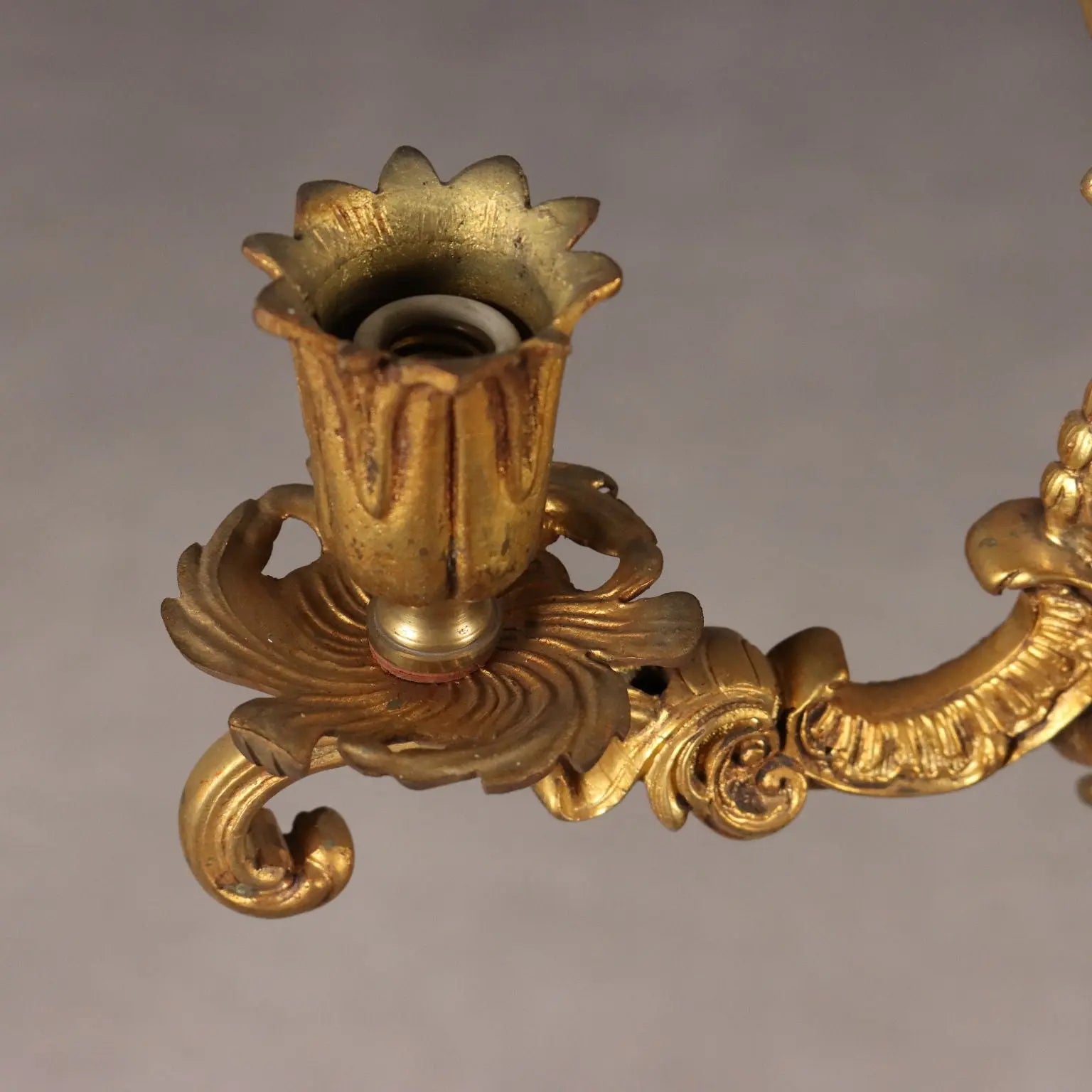 Antique Chandelier Gilded Bronze 3 Lights Italy XX Century - Italy, XX Century | Antiques | Lighting