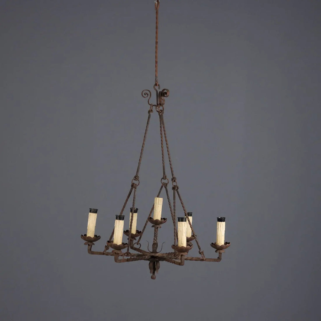 Antique Chandelier Wrought Iron 7 Lights Italy XIX Century - Italy, XIX Century | Antiques | Lighting