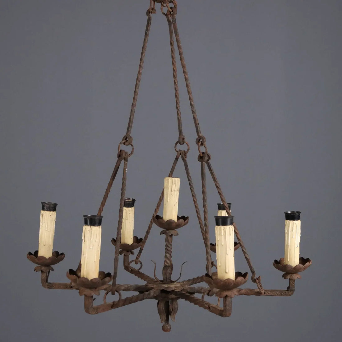 Antique Chandelier Wrought Iron 7 Lights Italy XIX Century - Italy, XIX Century | Antiques | Lighting
