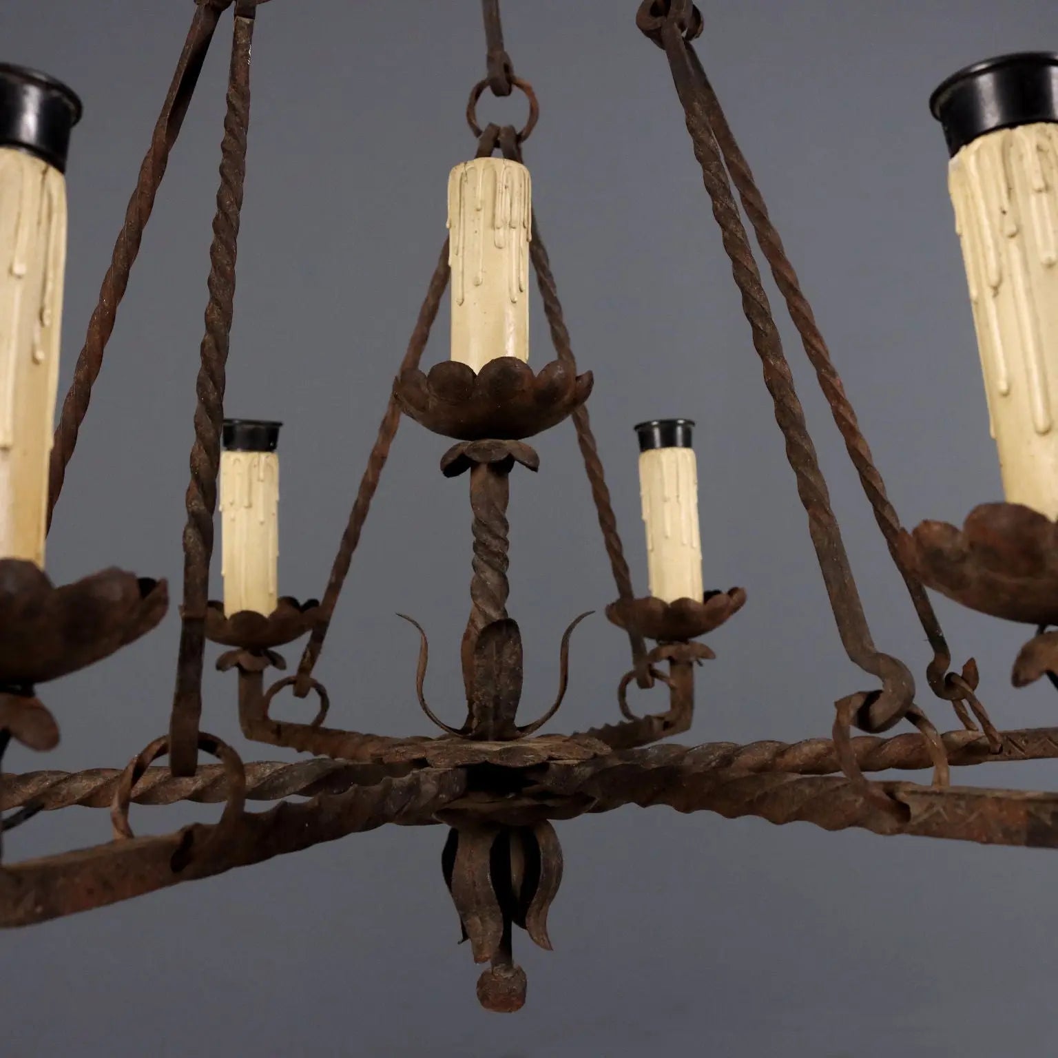 Antique Chandelier Wrought Iron 7 Lights Italy XIX Century - Italy, XIX Century | Antiques | Lighting