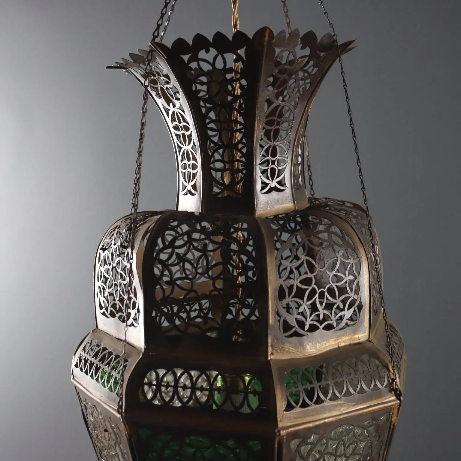 Antique Ceiling Lamp Metal Glass Italy XX Century - India, Early XX Century | Antiques | Lighting