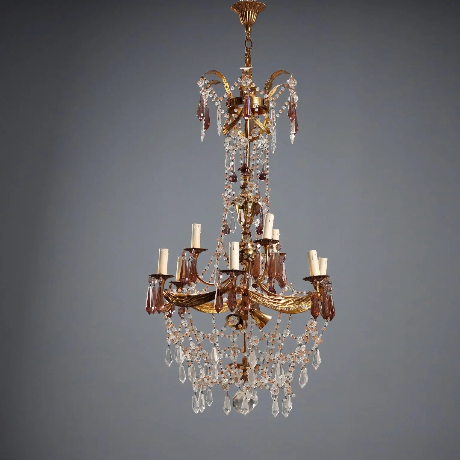Bronze and Crystal Chandelier - Italy, 20th Century