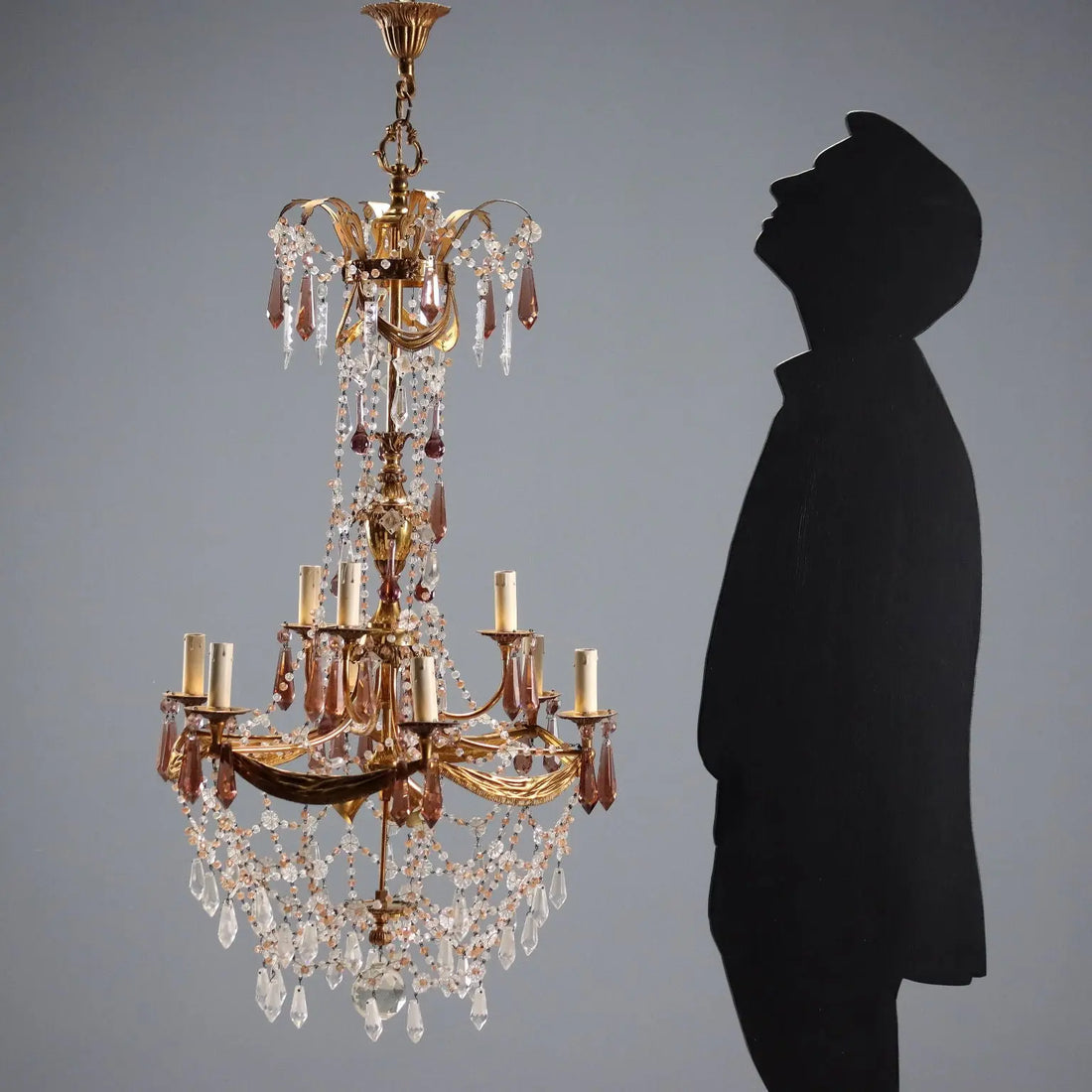 Bronze and Crystal Chandelier - Italy, 20th Century