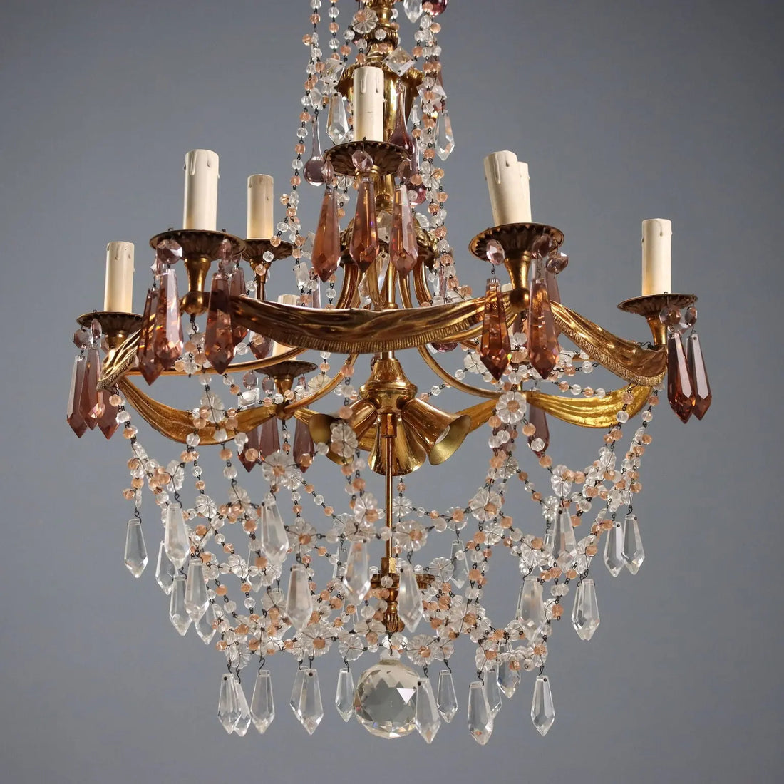 Bronze and Crystal Chandelier - Italy, 20th Century