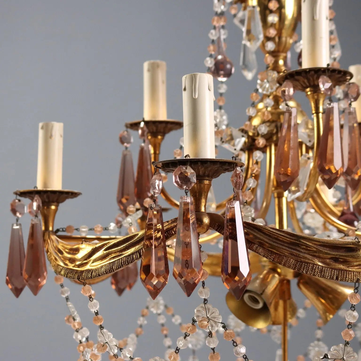 Bronze and Crystal Chandelier - Italy, 20th Century