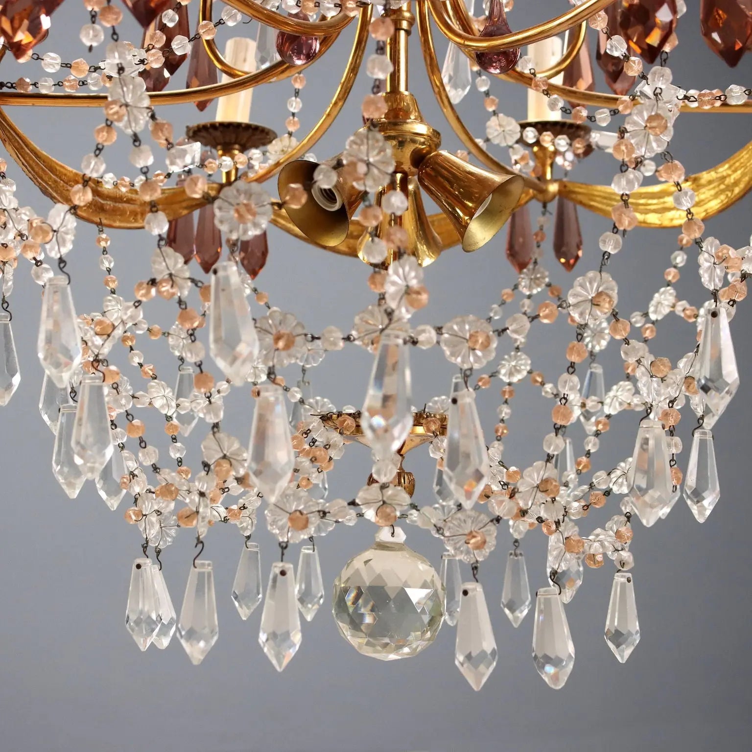Bronze and Crystal Chandelier - Italy, 20th Century