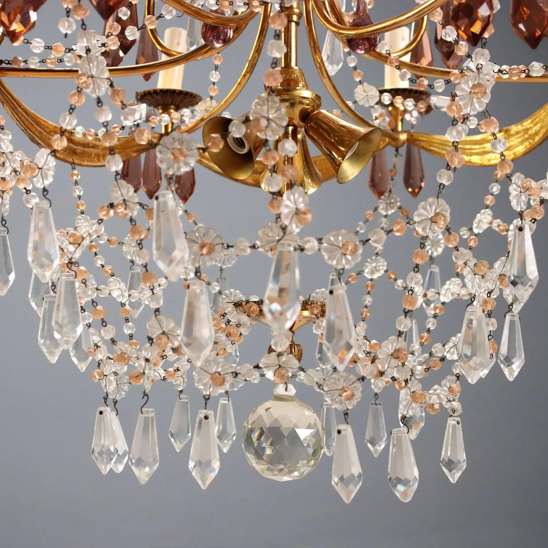 Bronze and Crystal Chandelier - Italy, 20th Century