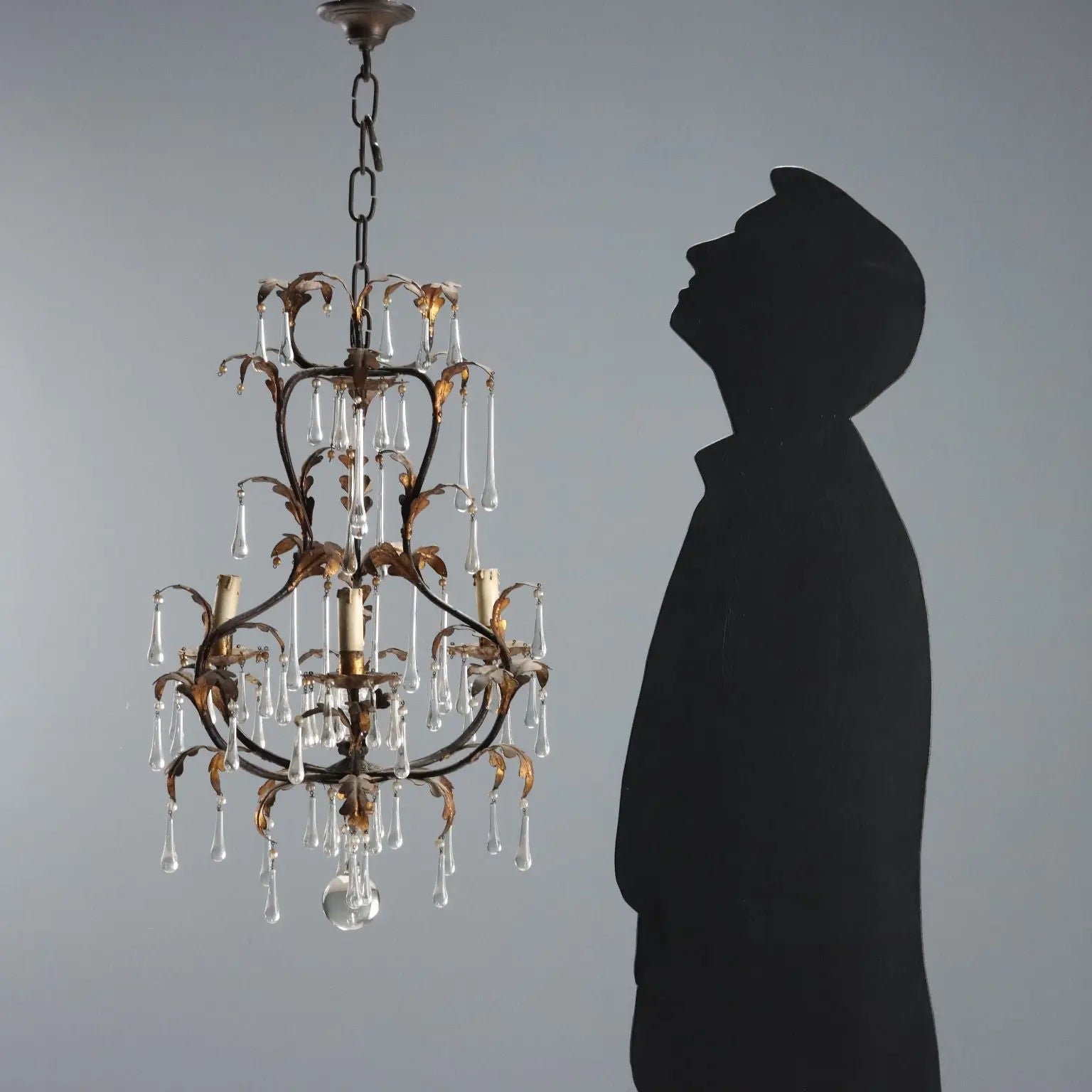 Antique Chandelier Iron Gilded Sheeth Metal Late XIX Century - Italy, Late XIX Century | Antiques | Lighting