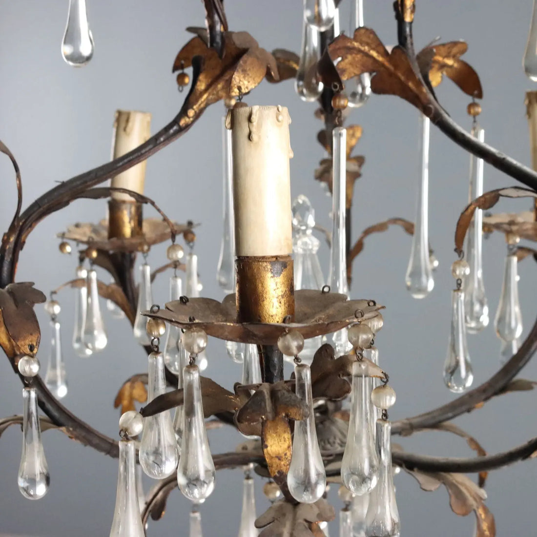 Antique Chandelier Iron Gilded Sheeth Metal Late XIX Century - Italy, Late XIX Century | Antiques | Lighting