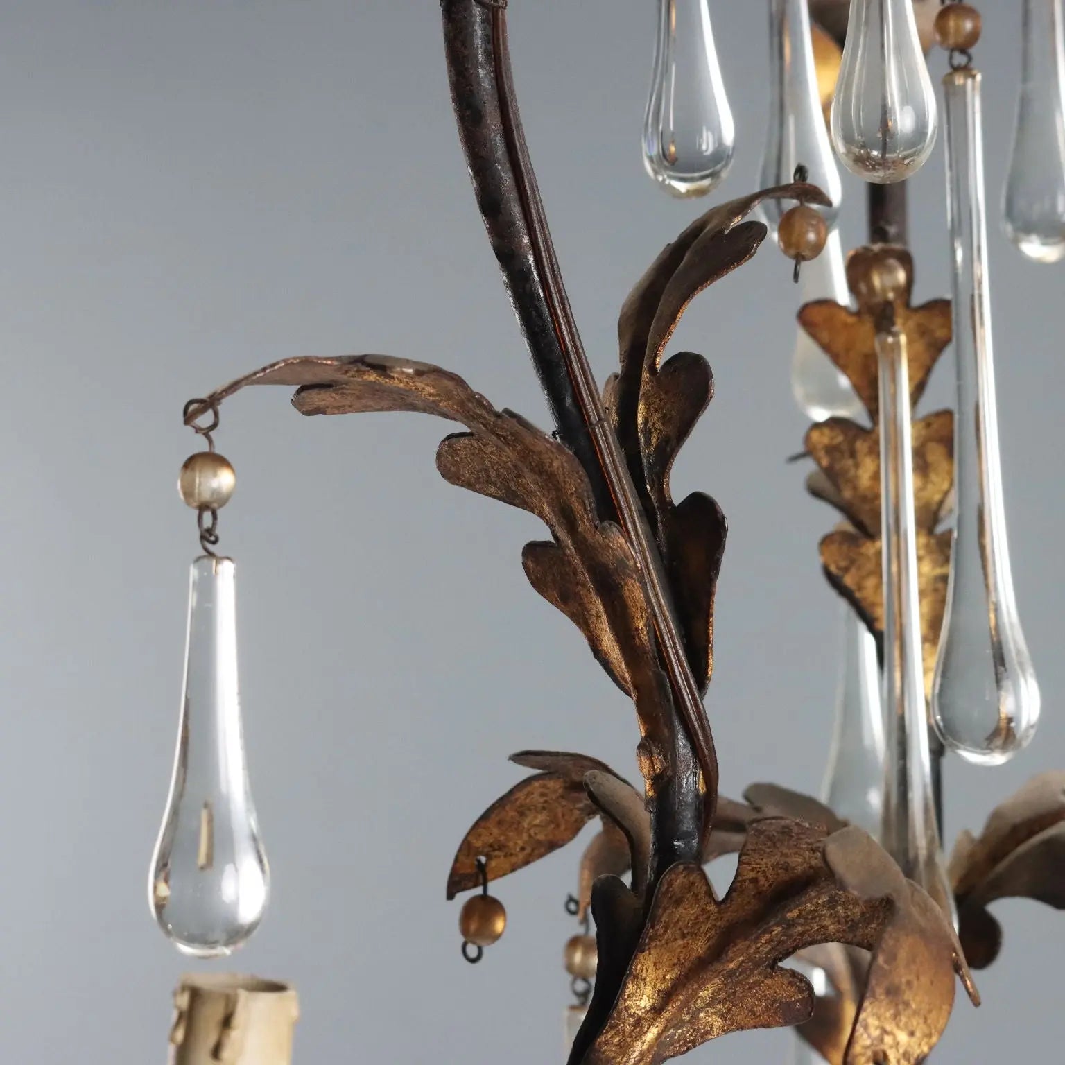 Antique Chandelier Iron Gilded Sheeth Metal Late XIX Century - Italy, Late XIX Century | Antiques | Lighting