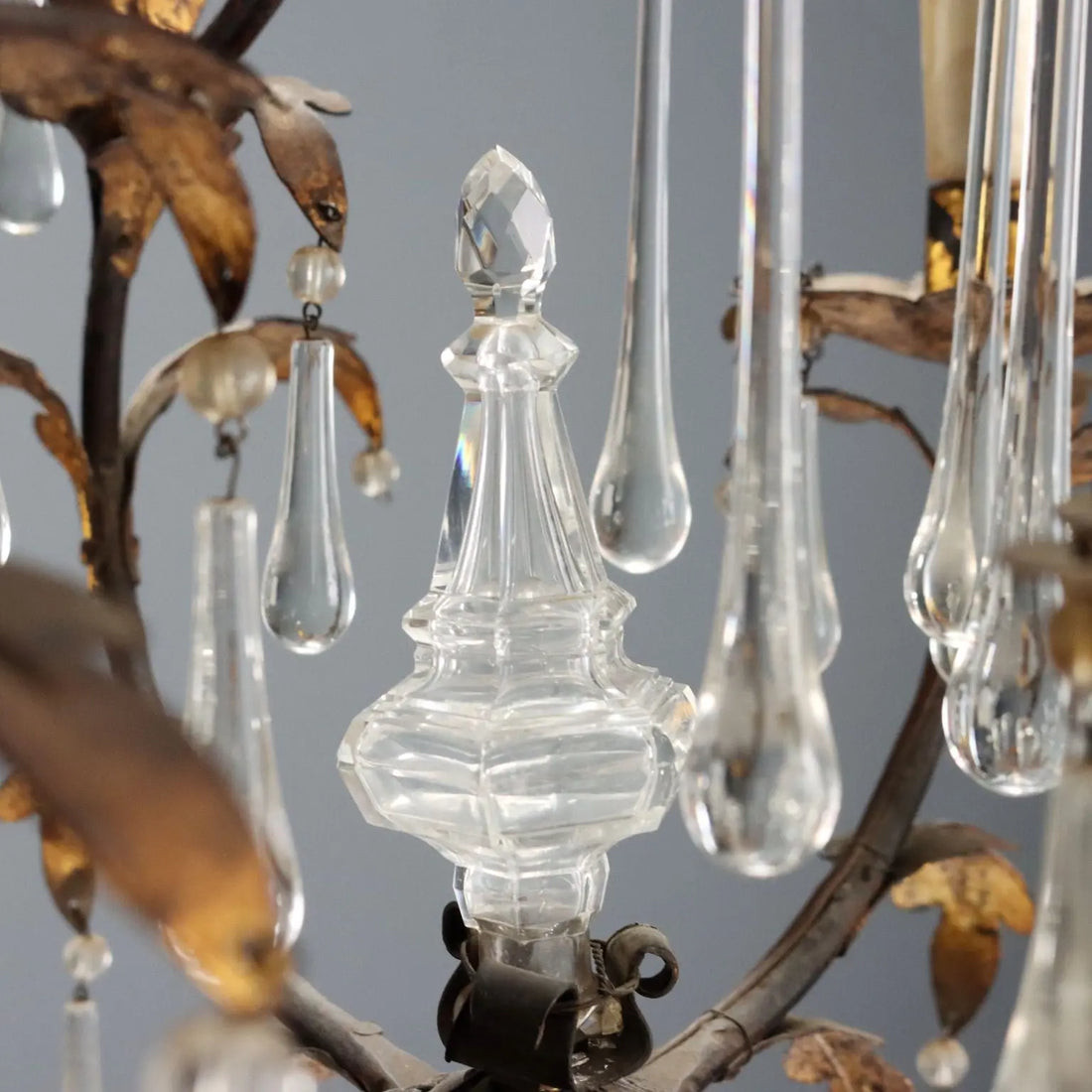 Antique Chandelier Iron Gilded Sheeth Metal Late XIX Century - Italy, Late XIX Century | Antiques | Lighting