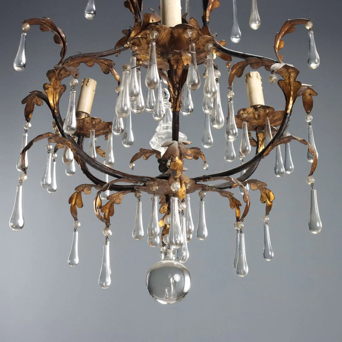 Antique Chandelier Iron Gilded Sheeth Metal Late XIX Century - Italy, Late XIX Century | Antiques | Lighting