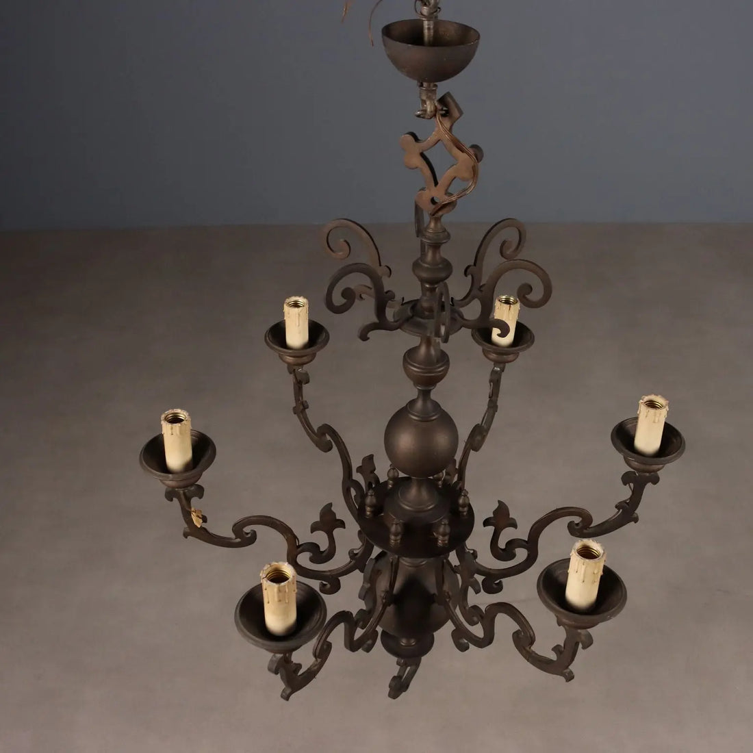 Antique Chandelier Bronze Metal 6 Lights Netherlands XX Century - Netherland, Early XX Century | Antiques | Lighting