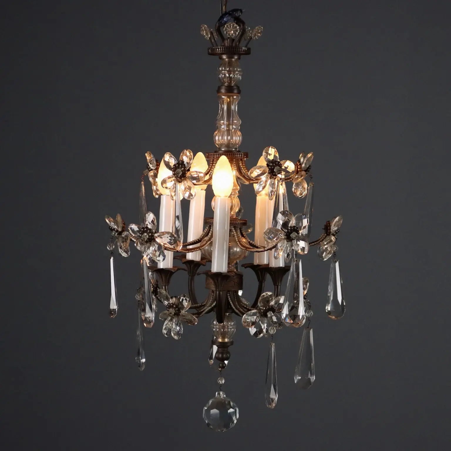 Antique Chandelier Metal Glass 5 Lights Italy XIX Century - Italy, Late XIX Century | Antiques | Lighting
