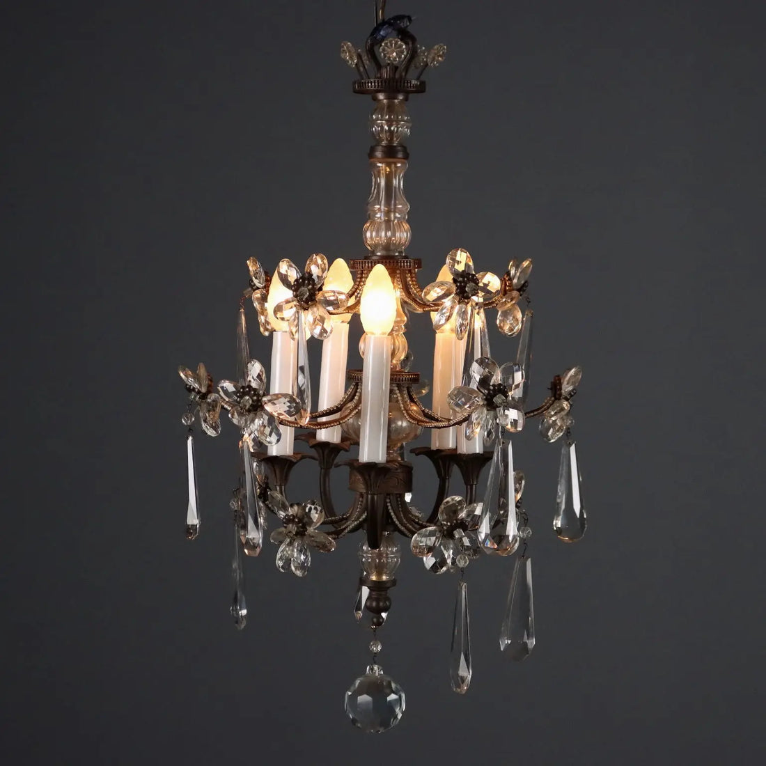 Antique Chandelier Metal Glass 5 Lights Italy XIX Century - Italy, Late XIX Century | Antiques | Lighting