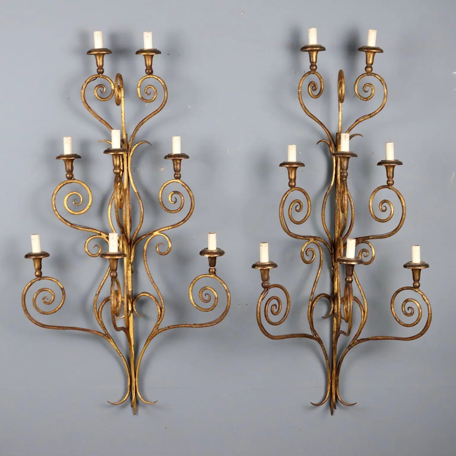 Antique Wall Lamps Gilded Iron 8 Lights Italy XX Century - Italy, Early XX Century | Antiques | Lighting