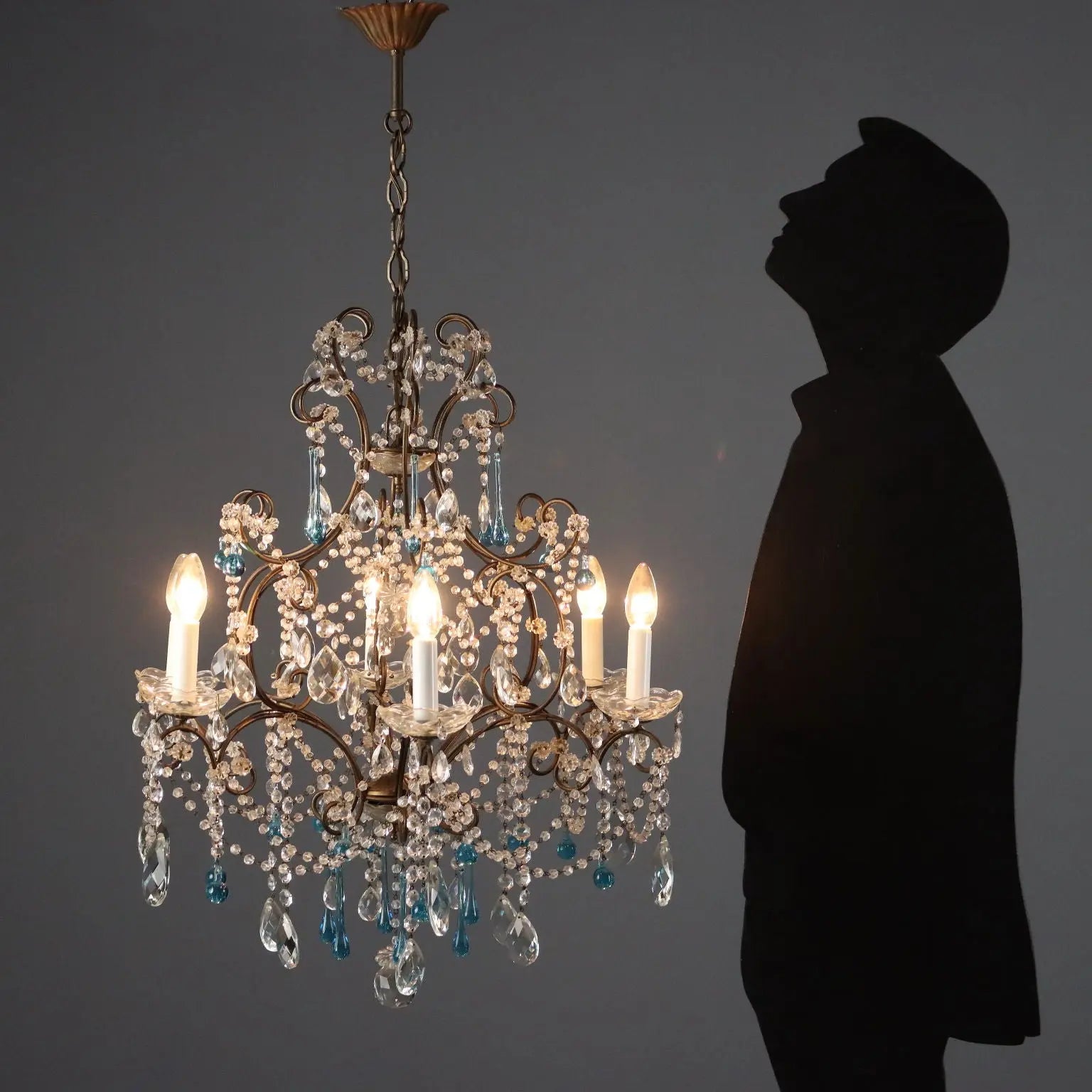 Pair of Six-Light Iron Chandeliers - Italy 19th C.