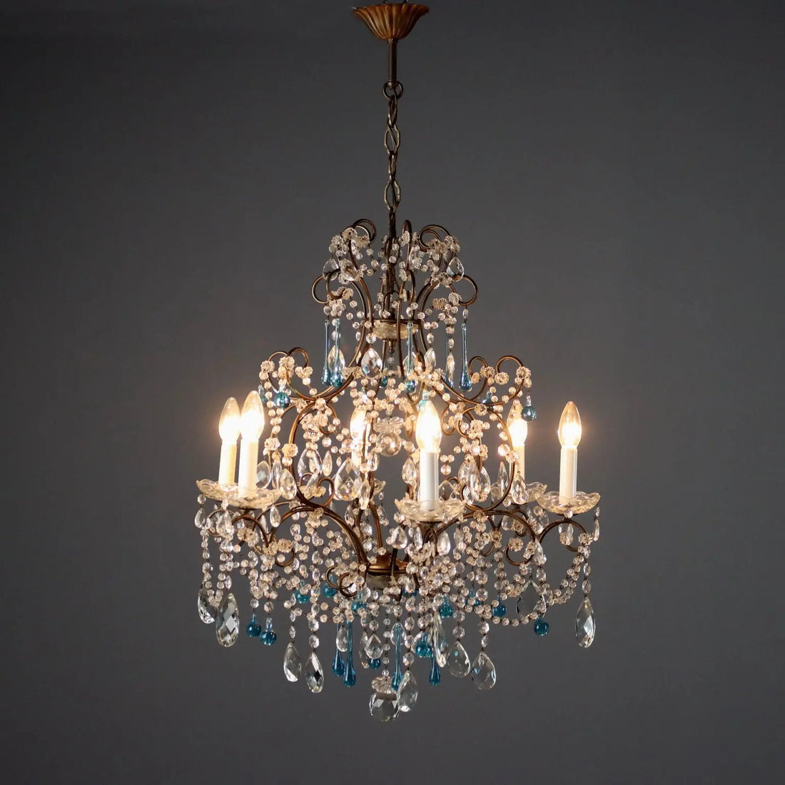 Pair of Six-Light Iron Chandeliers - Italy 19th C.