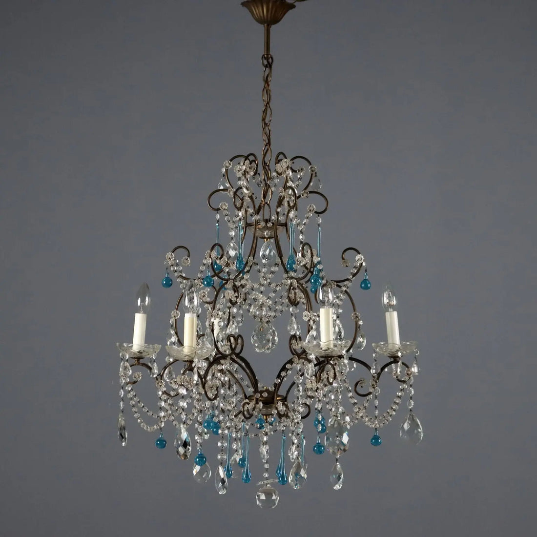 Pair of Six-Light Iron Chandeliers - Italy 19th C.