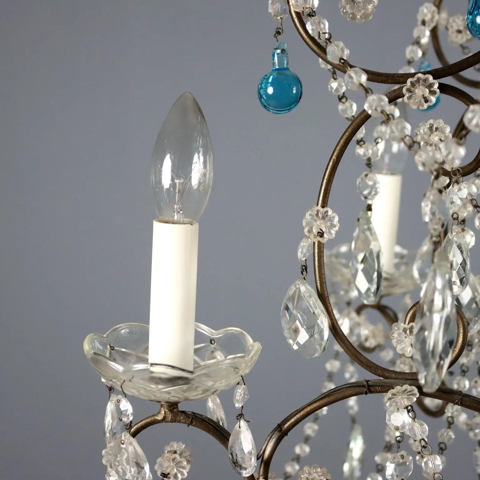 Pair of Six-Light Iron Chandeliers - Italy 19th C.
