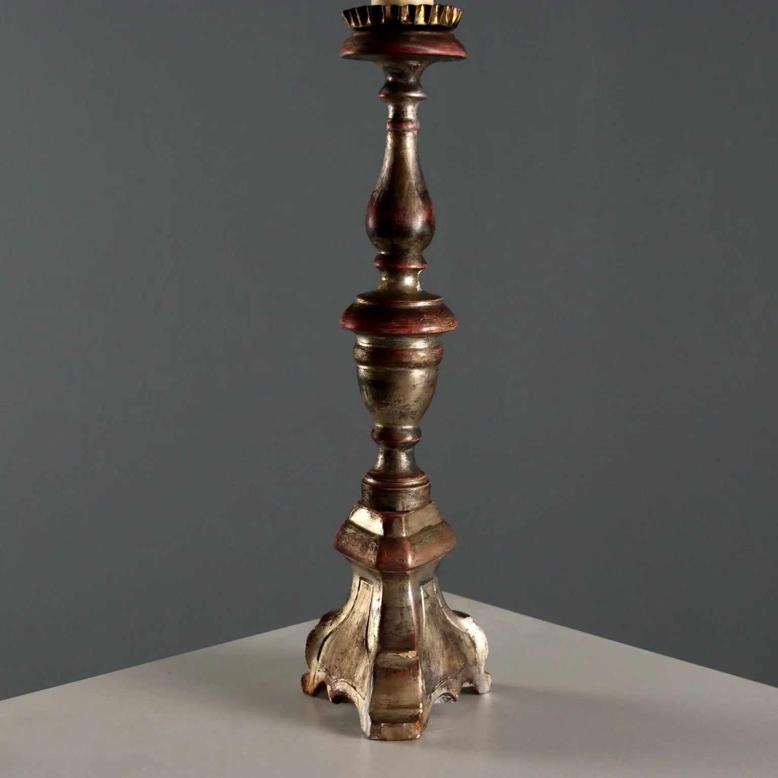 Silvered Wood Torchères - Italy 20th Century