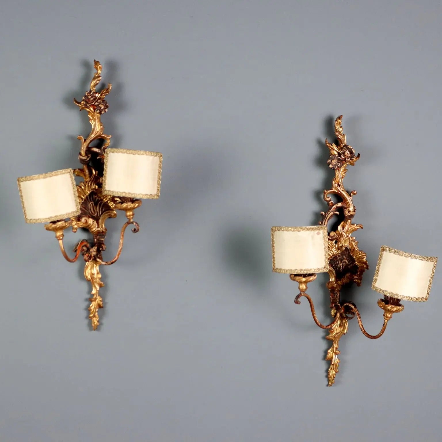 Pair of Giltwood Wall Lights - Italy 20th Century