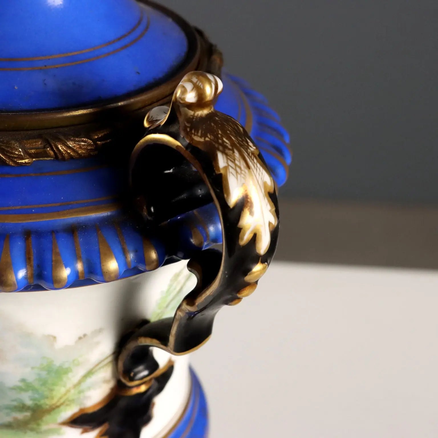 Kosmos Brenner Oil Lamp in Bronze and Porcelain