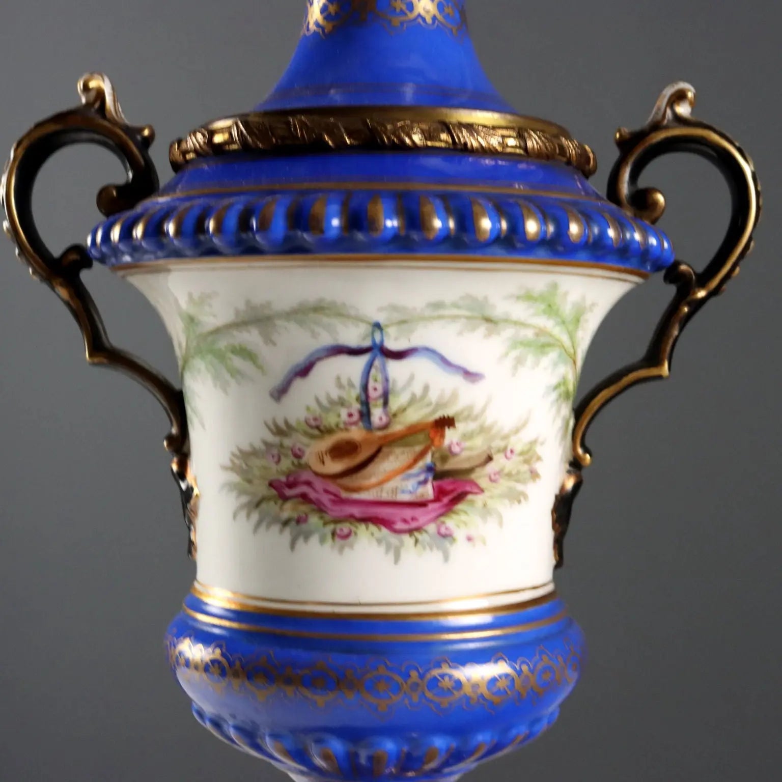 Kosmos Brenner Oil Lamp in Bronze and Porcelain